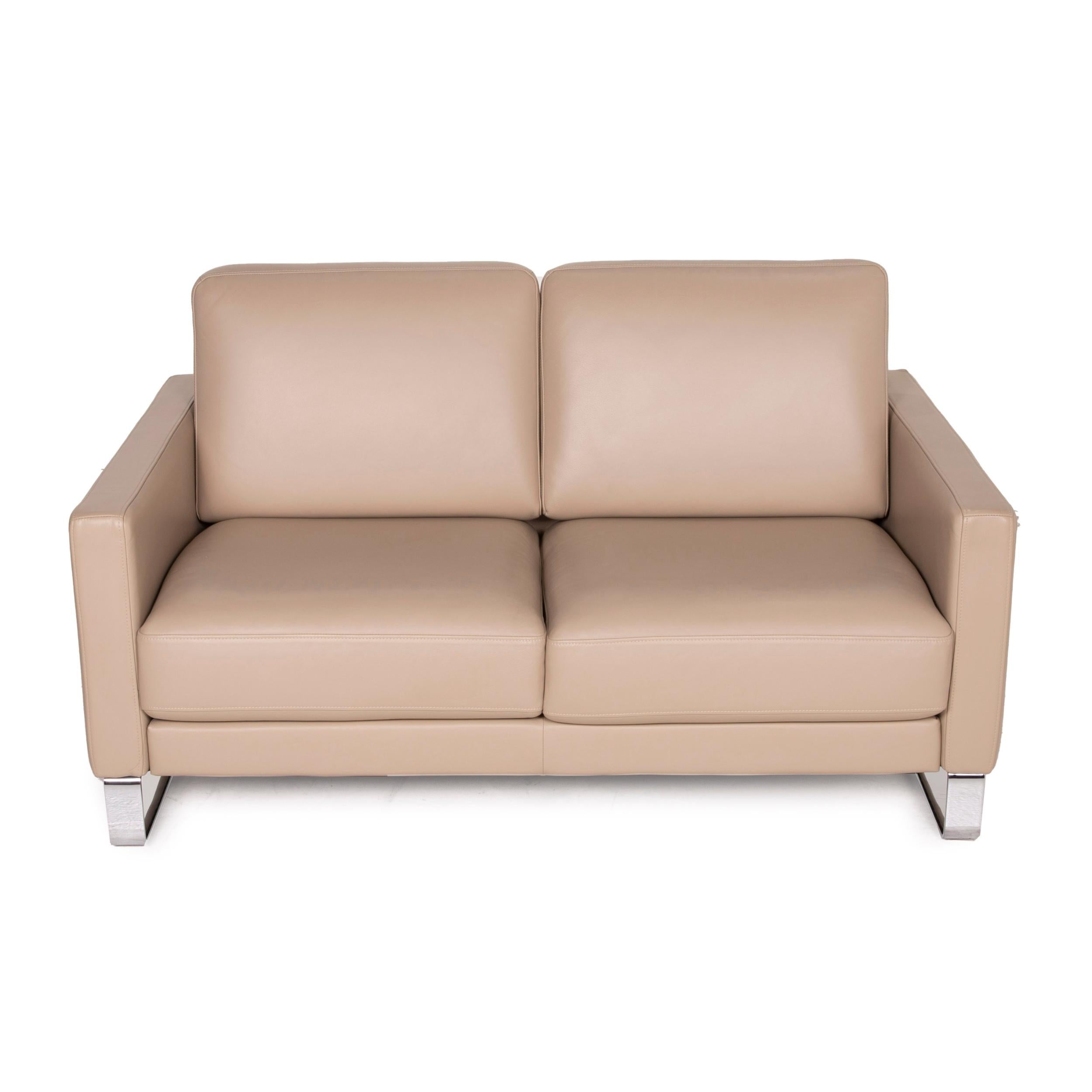 Contemporary Rolf Benz Ego Leather Sofa Brown Two-Seater For Sale