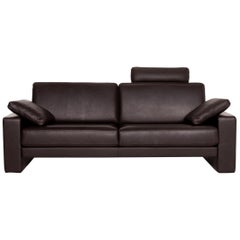 Rolf Benz Ego Leather Sofa Dark Brown Three-Seat Couch