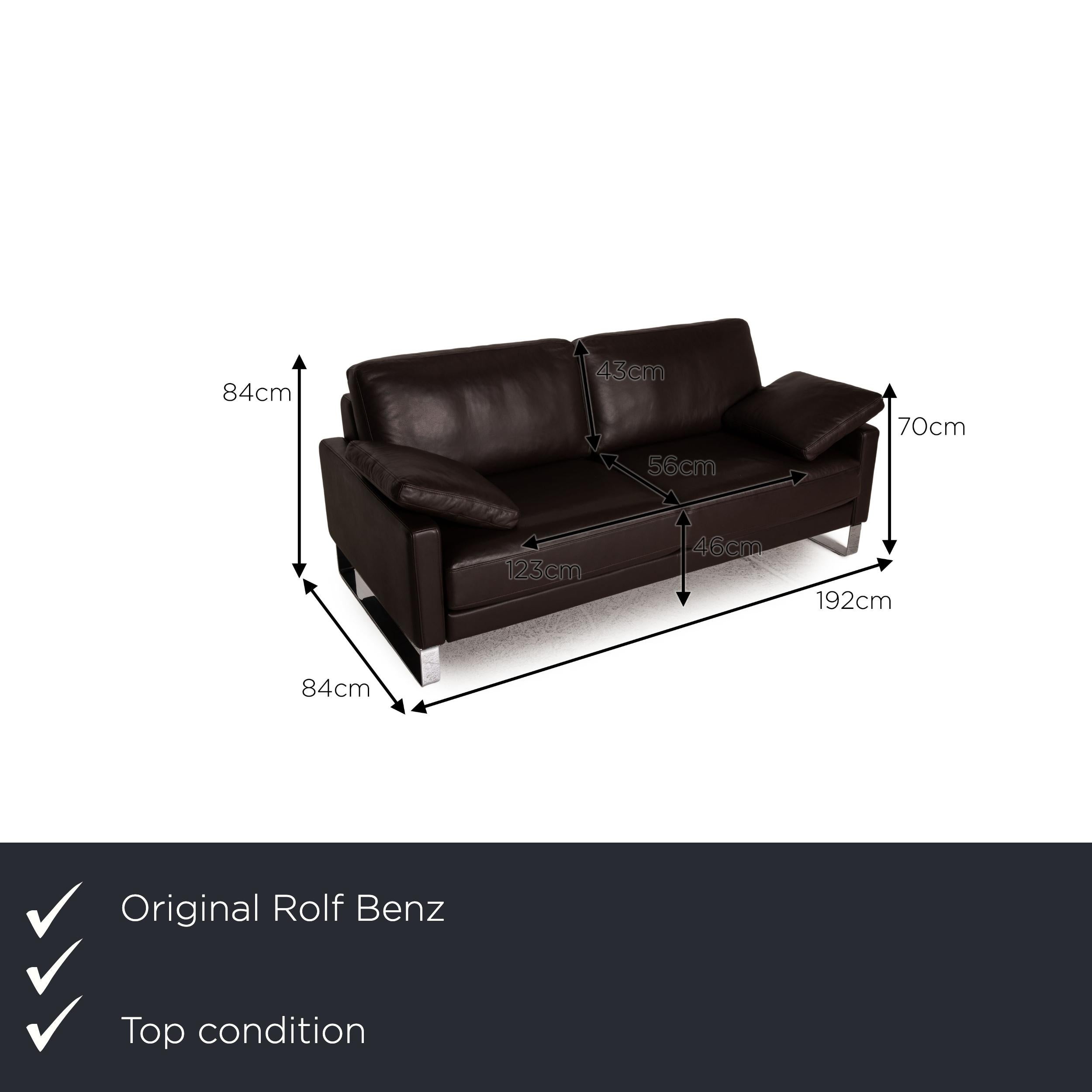 We present to you a Rolf Benz Ego leather sofa dark brown two-seater couch.

Product measurements in centimeters:

depth: 97
width: 192
height: 84
seat height: 46
rest height: 70
seat depth: 56
seat width: 123
back height: 43.


 