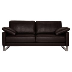 Rolf Benz Ego Leather Sofa Dark Brown Two-Seater Couch
