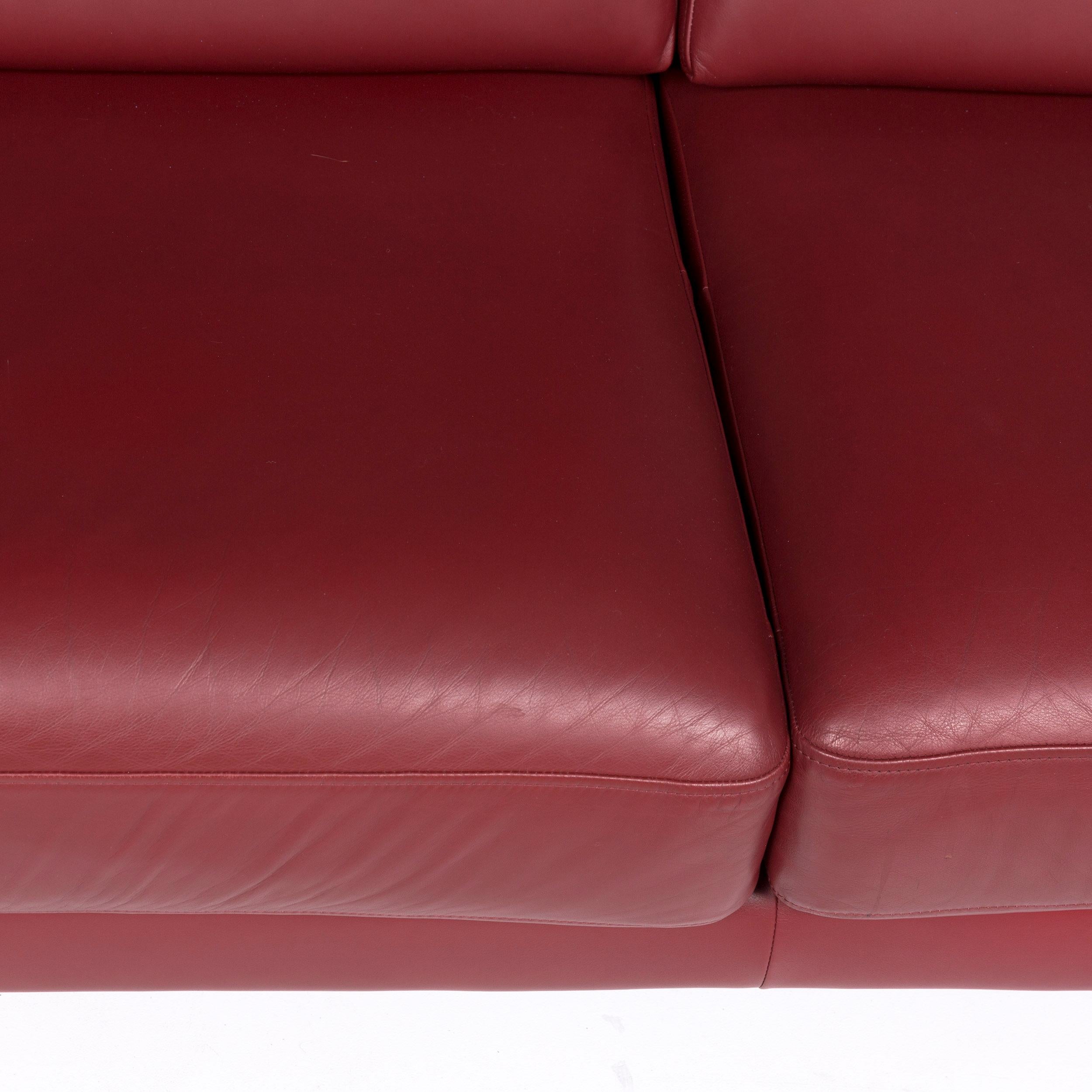red wine leather couch