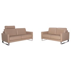 Rolf Benz Ego Leather Sofa Set Brown 2x Two-Seater Set