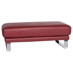 Rolf Benz Ego Leather Stool Red Wine Red Ottoman