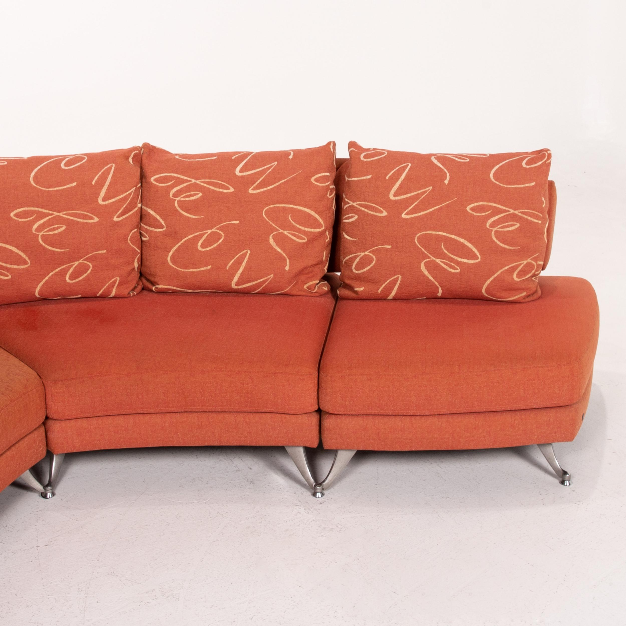Rolf Benz Ecksofa aus Stoff, orange gemustert, Couch im Angebot 4