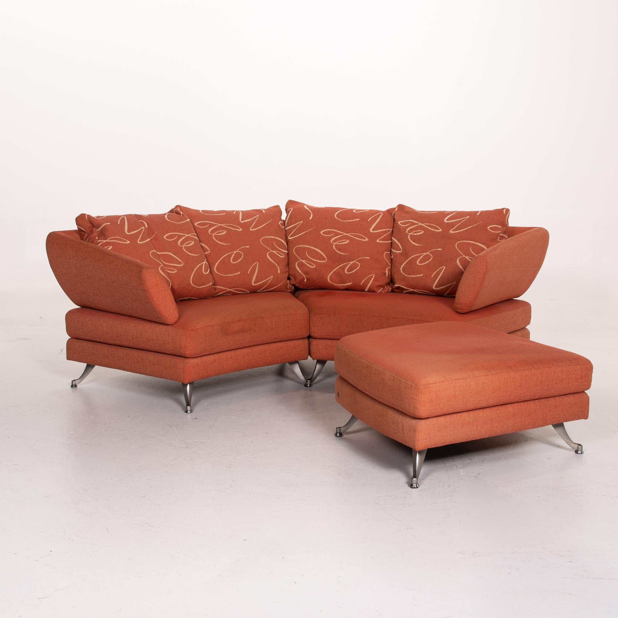 Rolf Benz Ecksofa aus Stoff, orange gemustert, Couch im Angebot 5