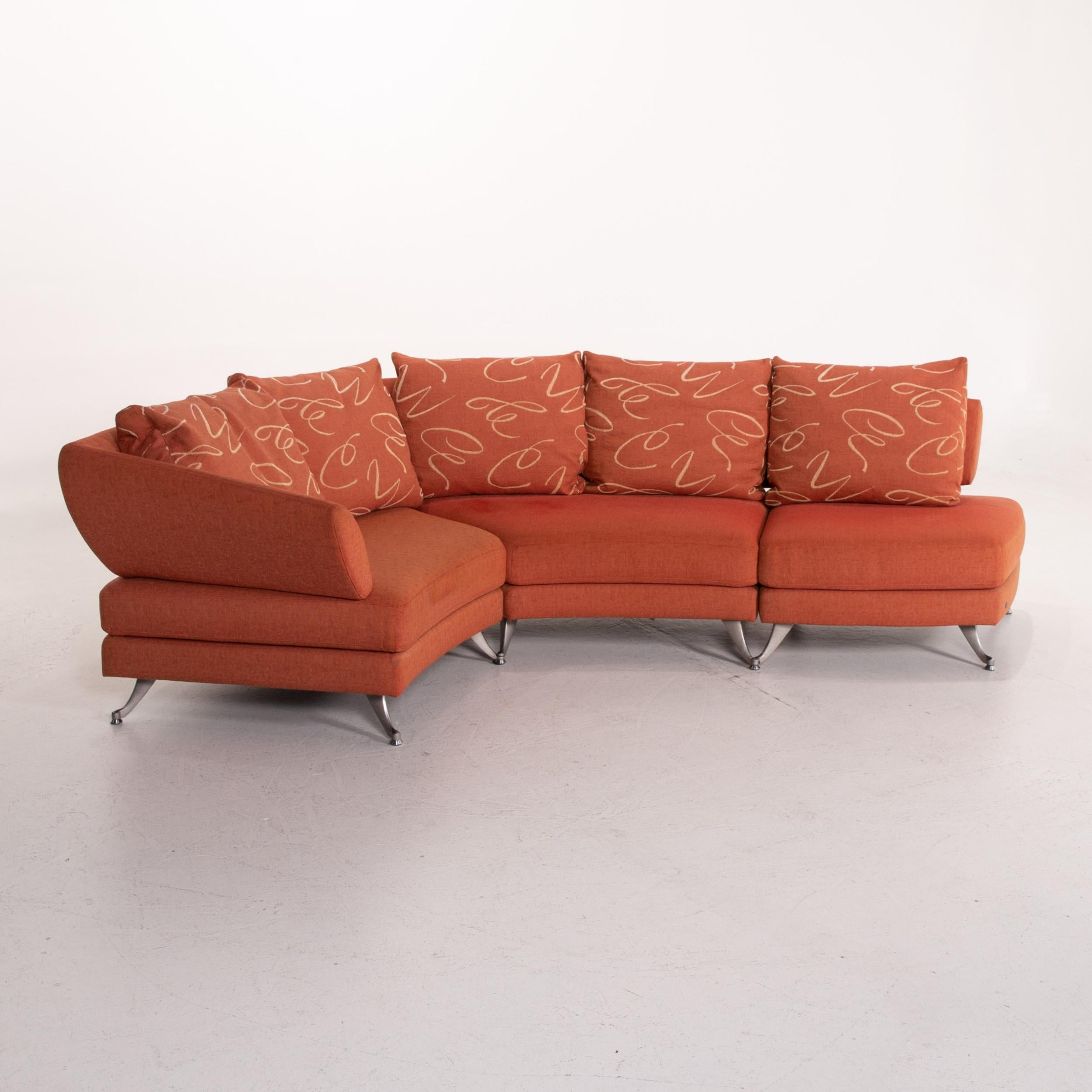 Rolf Benz Ecksofa aus Stoff, orange gemustert, Couch im Angebot 6