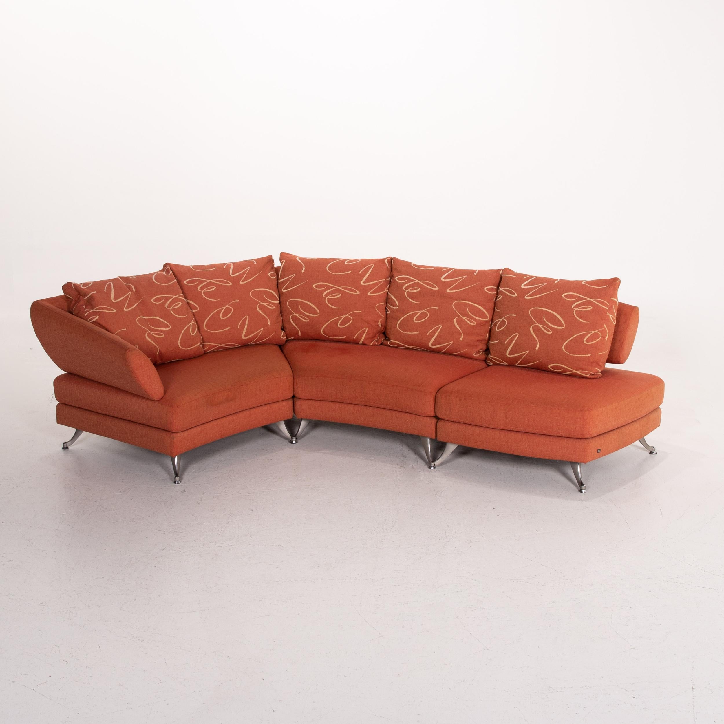 Rolf Benz Ecksofa aus Stoff, orange gemustert, Couch im Angebot 7
