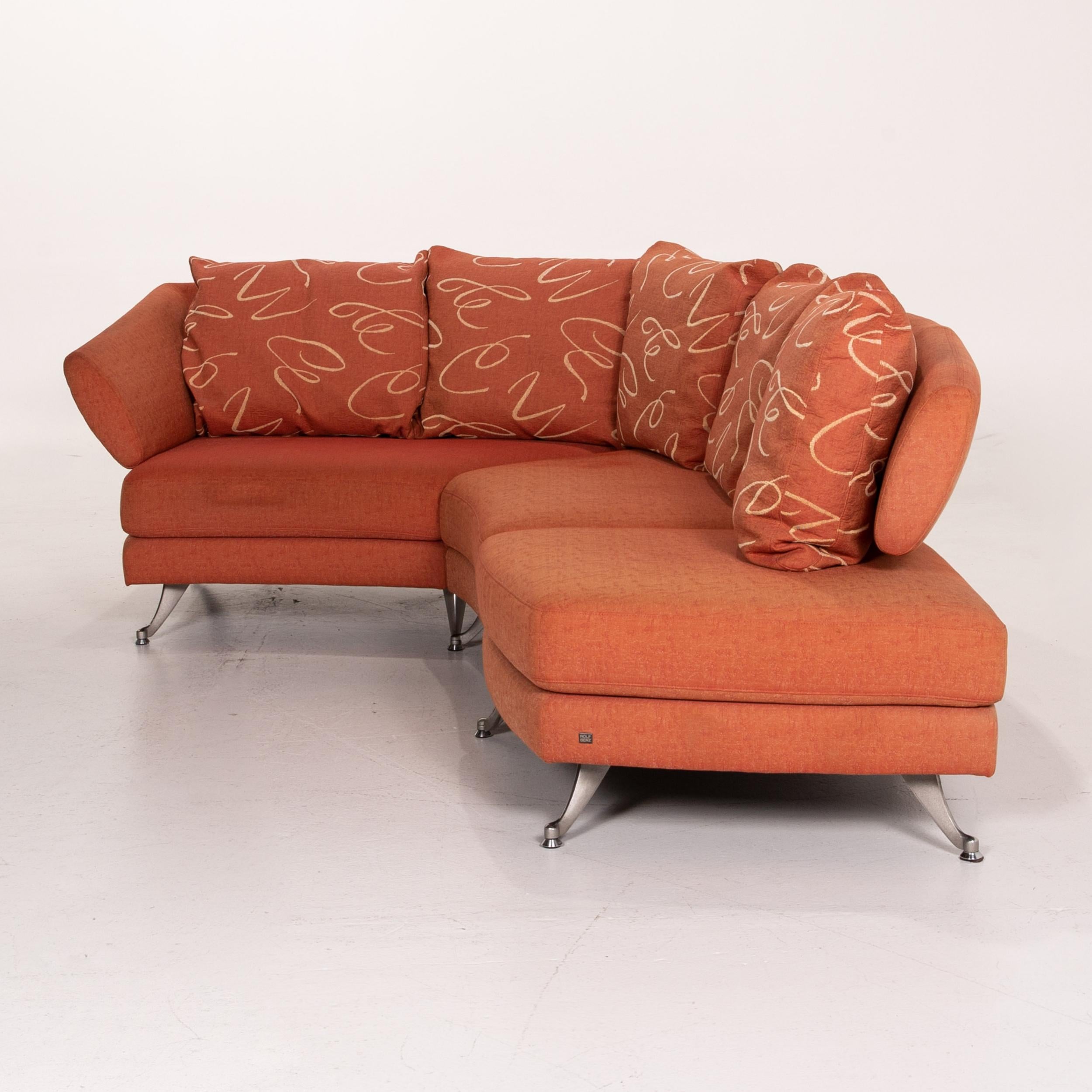 Rolf Benz Ecksofa aus Stoff, orange gemustert, Couch im Angebot 10