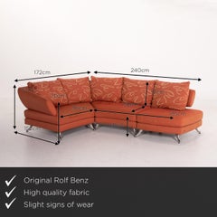 Rolf Benz Fabric Corner Sofa Orange Patterned Sofa Couch