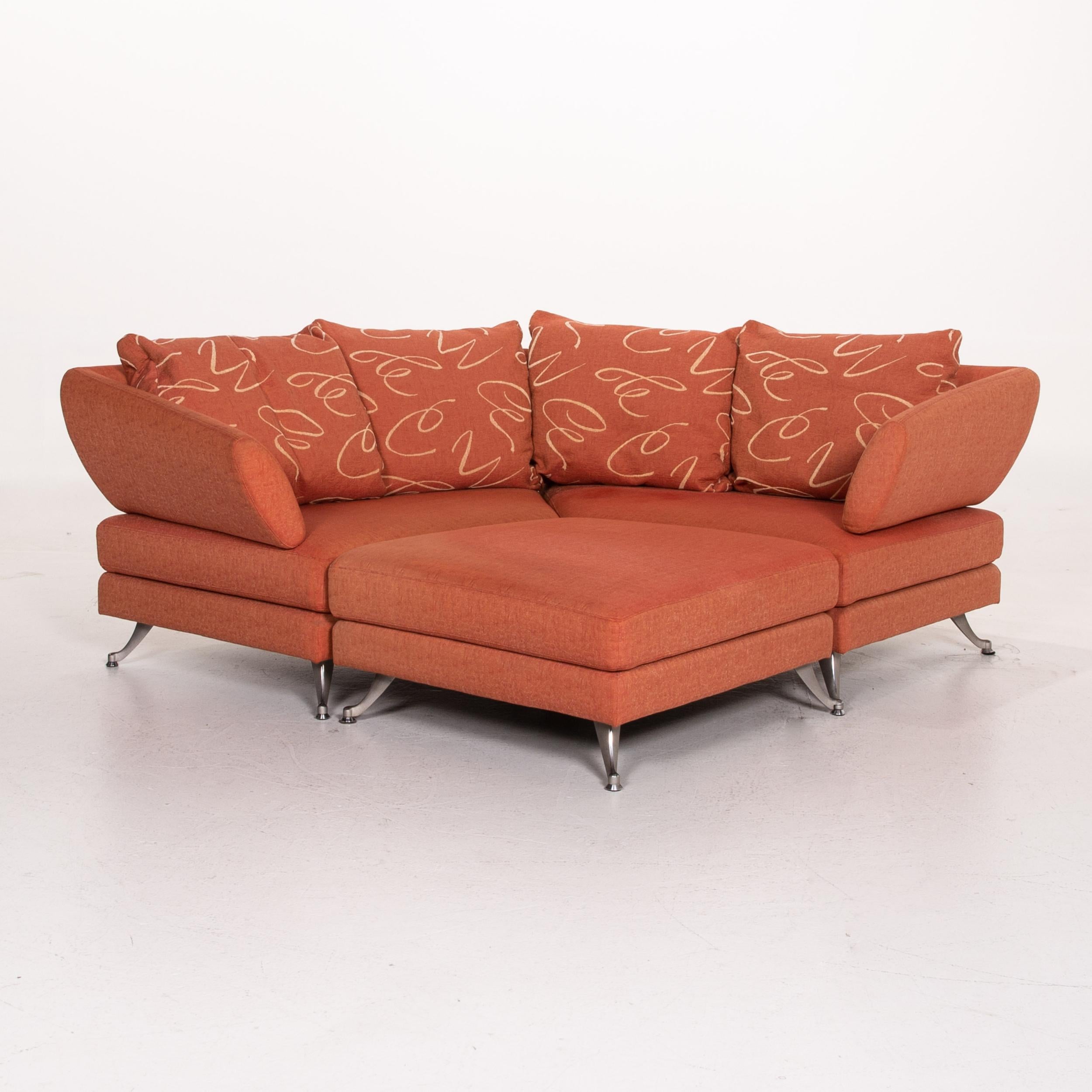 Rolf Benz Ecksofa aus Stoff, orange gemustert, Couch (Moderne) im Angebot