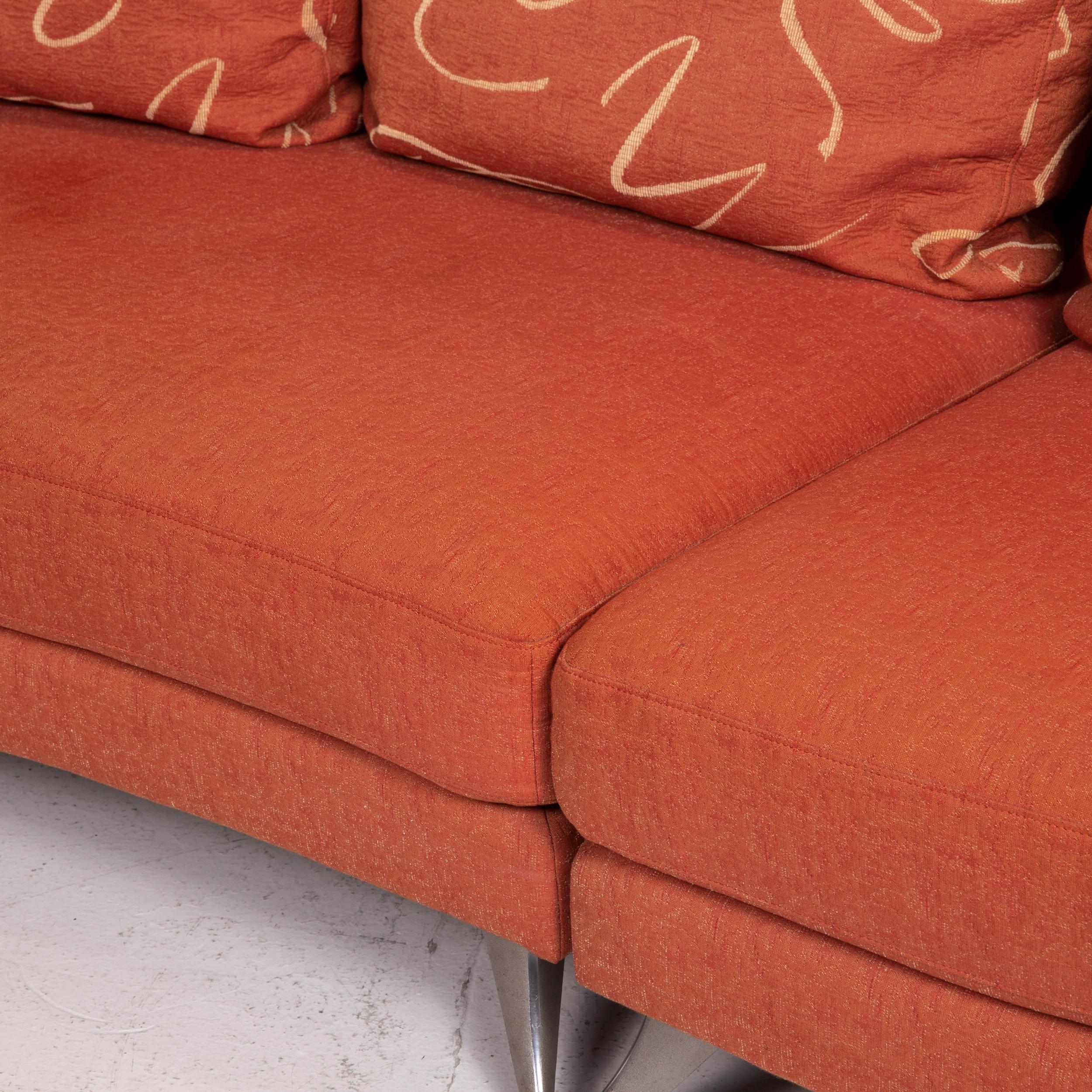 Rolf Benz Ecksofa aus Stoff, orange gemustert, Couch (Deutsch) im Angebot