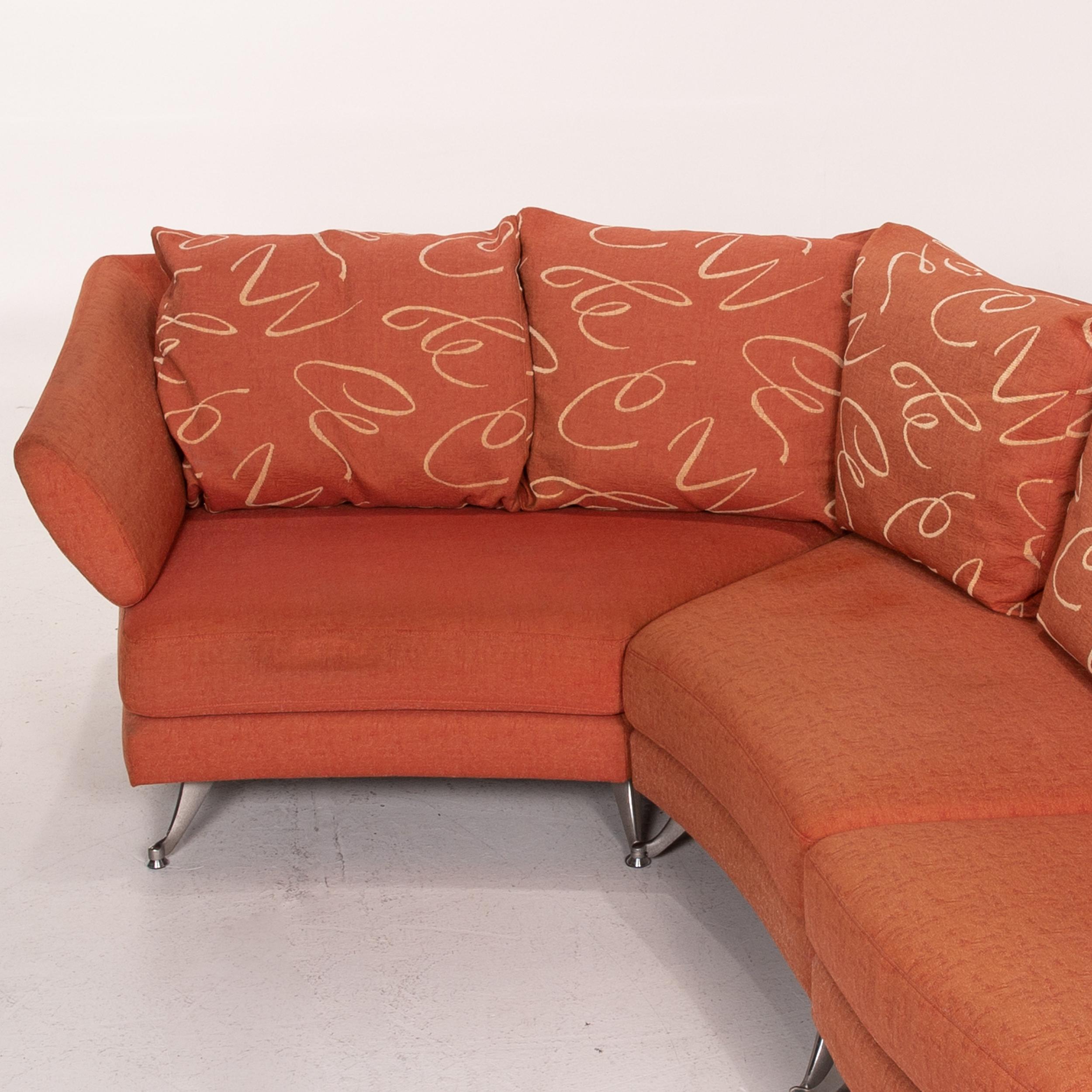 Rolf Benz Ecksofa aus Stoff, orange gemustert, Couch im Angebot 3