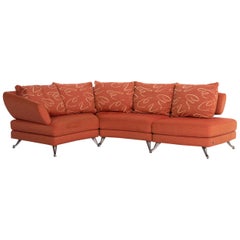 Rolf Benz Ecksofa aus Stoff, orange gemustert, Couch