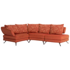 Rolf Benz Fabric Corner Sofa Orange Patterned Sofa Couch For Sale at 1stDibs