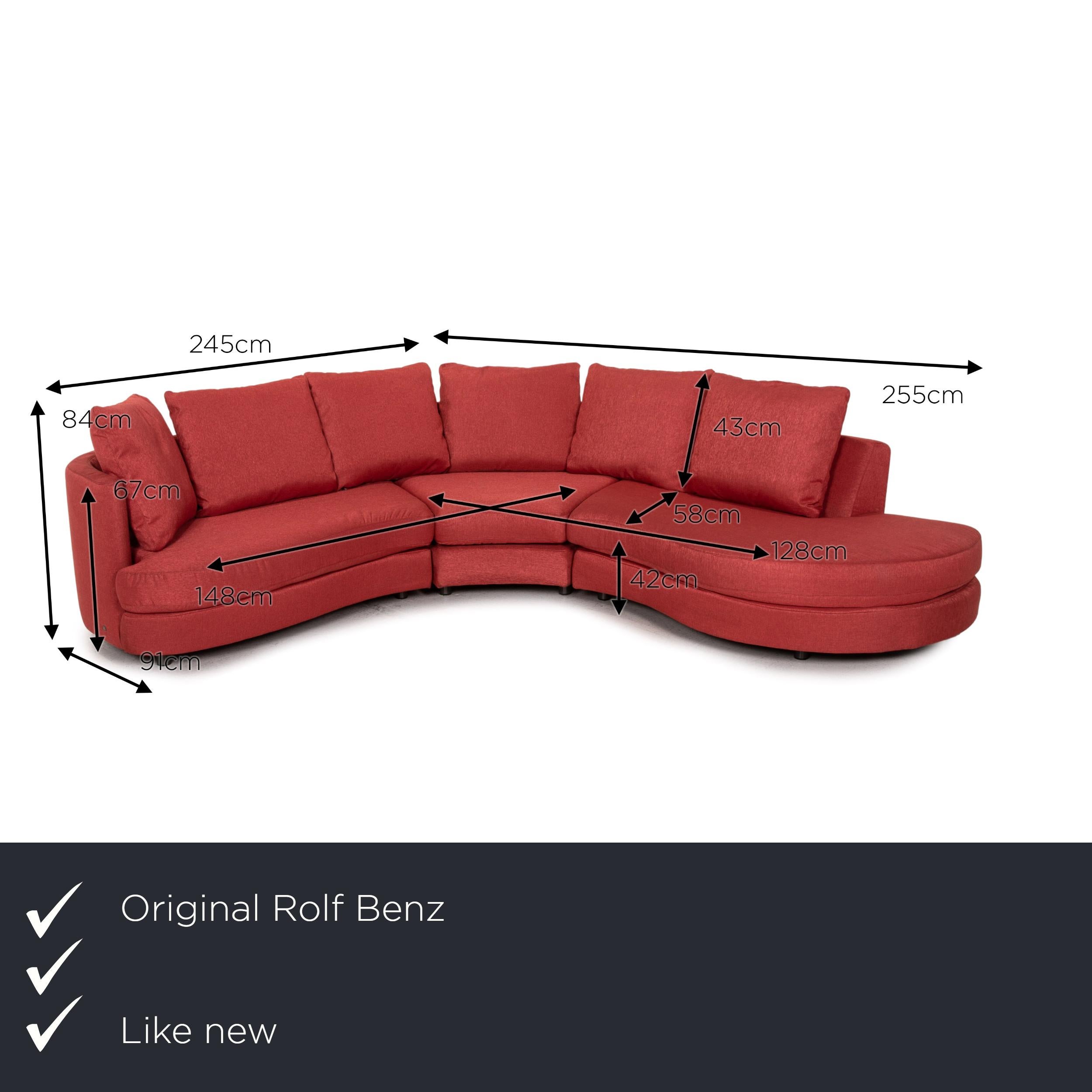 We present to you a Rolf Benz fabric corner sofa red sofa couch.

Product measurements in centimeters:

Depth 91
Width 245
Height 84
Seat height 42
Rest height 67
Seat depth 58
Seat width 148
Back height 43.
 
  
  