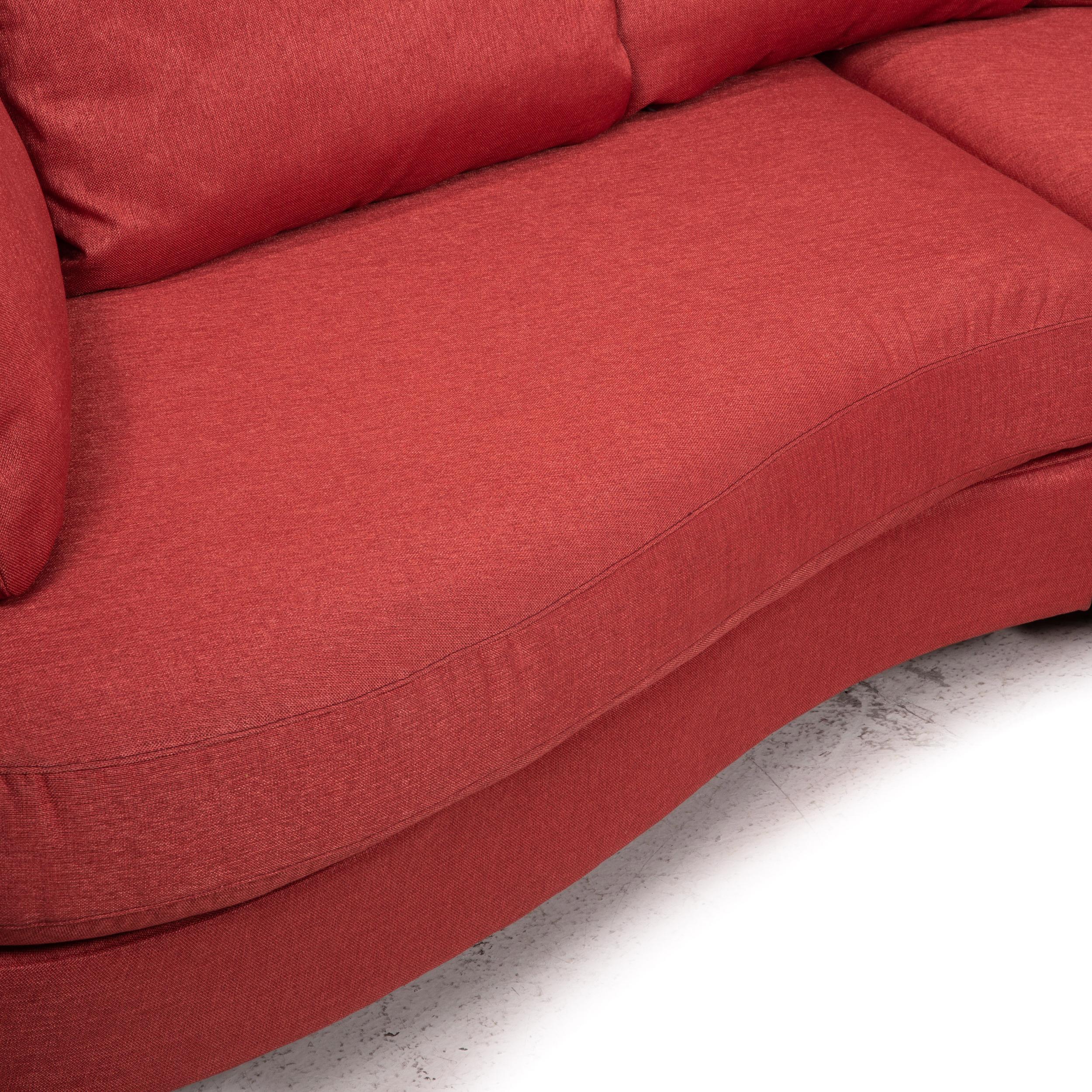 red fabric corner sofa
