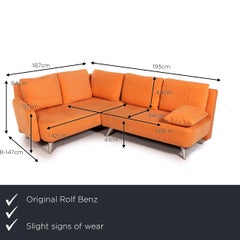 Rolf Benz Fabric Corner Sofa Sleep Function Orange Function Function Sofa Bed