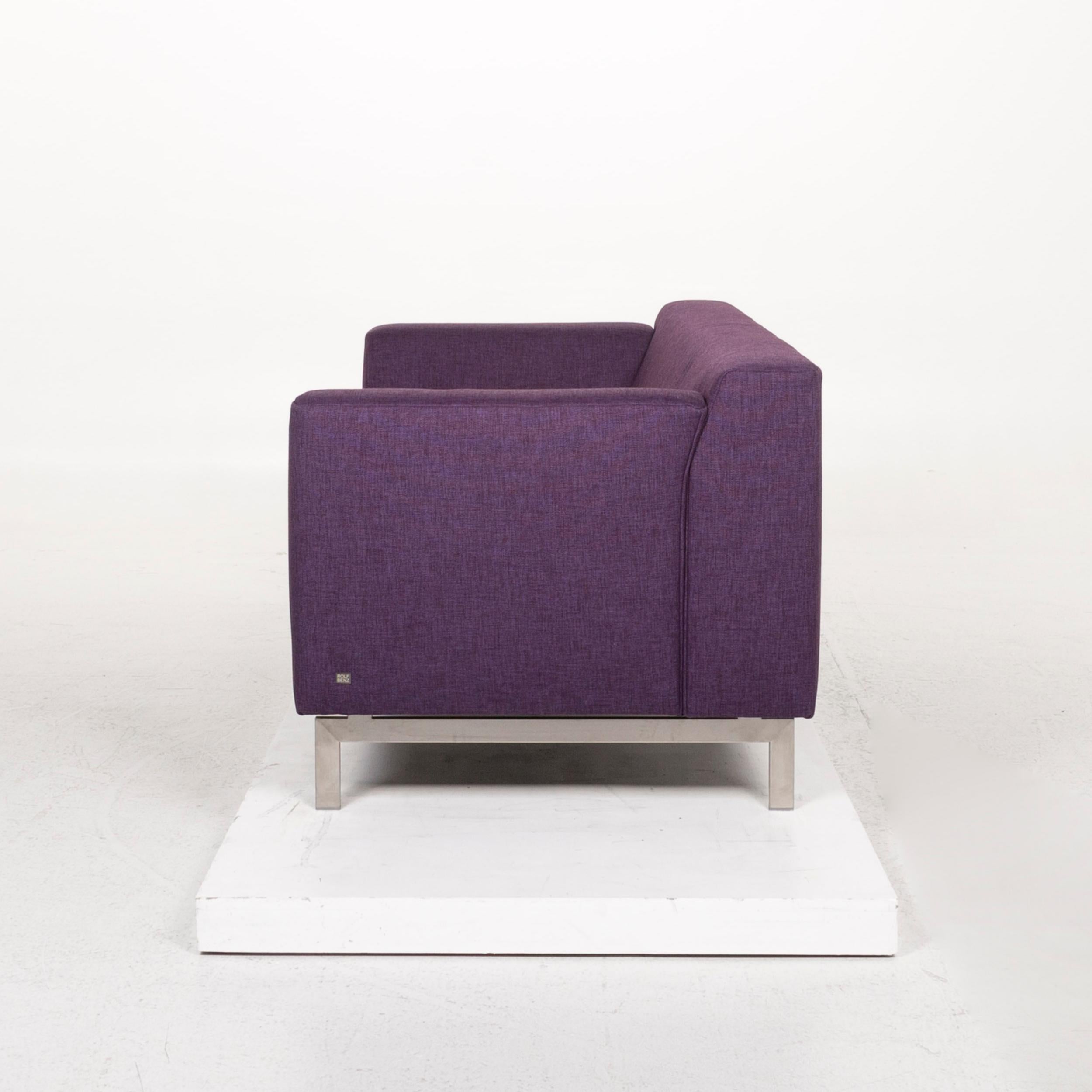 Rolf Benz Fabric Sofa Purple Three-Seat Couch 4