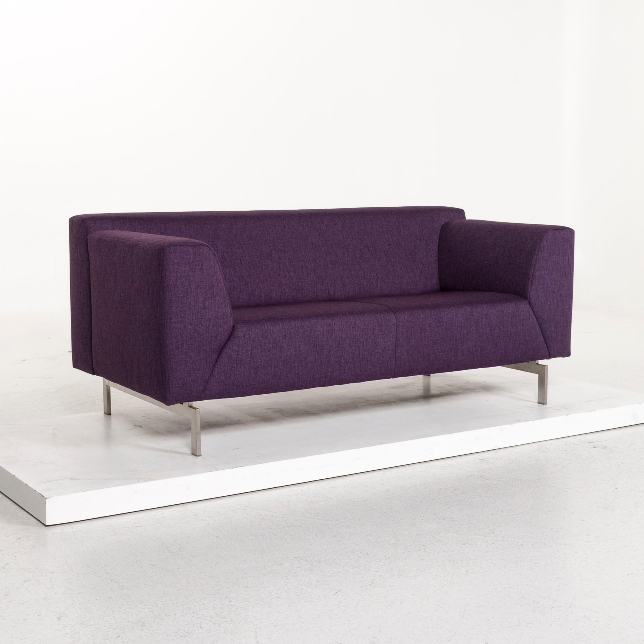 Contemporary Rolf Benz Fabric Sofa Purple Three-Seat Couch