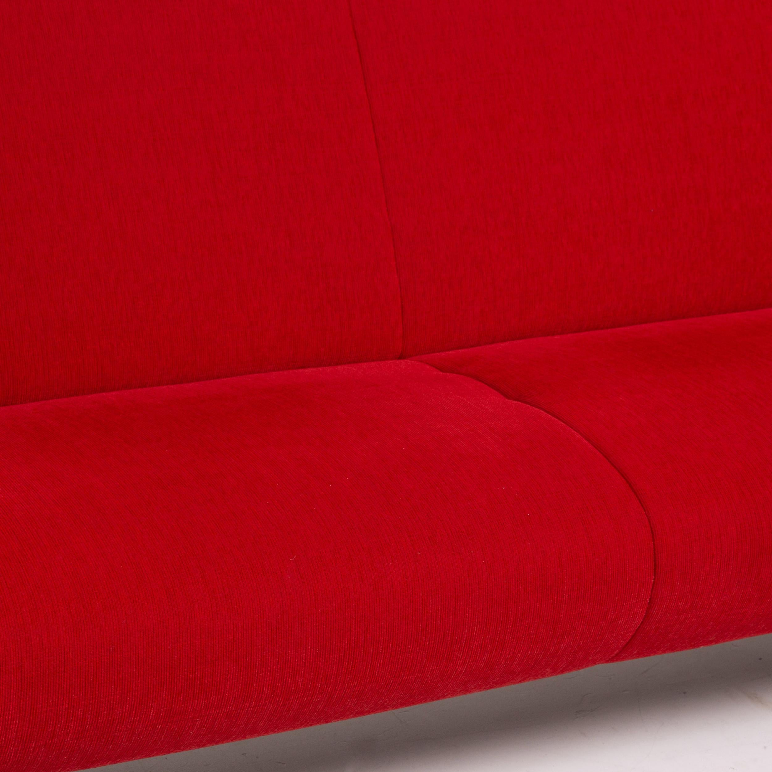 Modern Rolf Benz Fabric Sofa Red Three-seater Couch