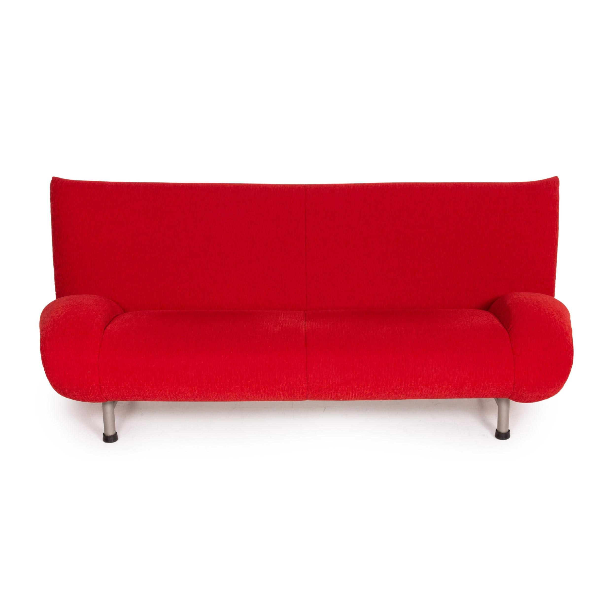 Contemporary Rolf Benz Fabric Sofa Red Three-seater Couch