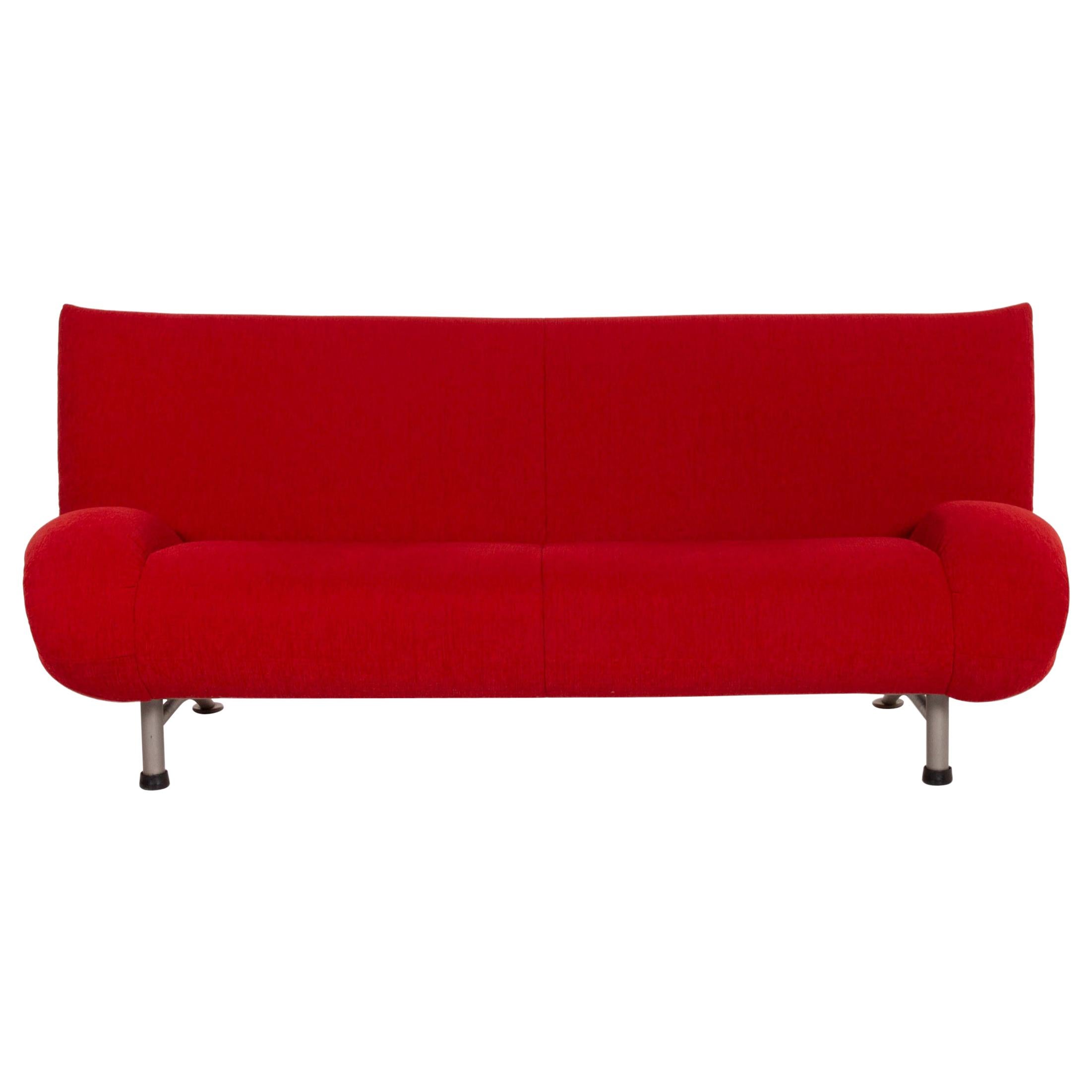 Rolf Benz Fabric Sofa Red Three-seater Couch
