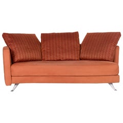 Rolf Benz Fabric Sofa Terracotta Orange Three-Seat Couch