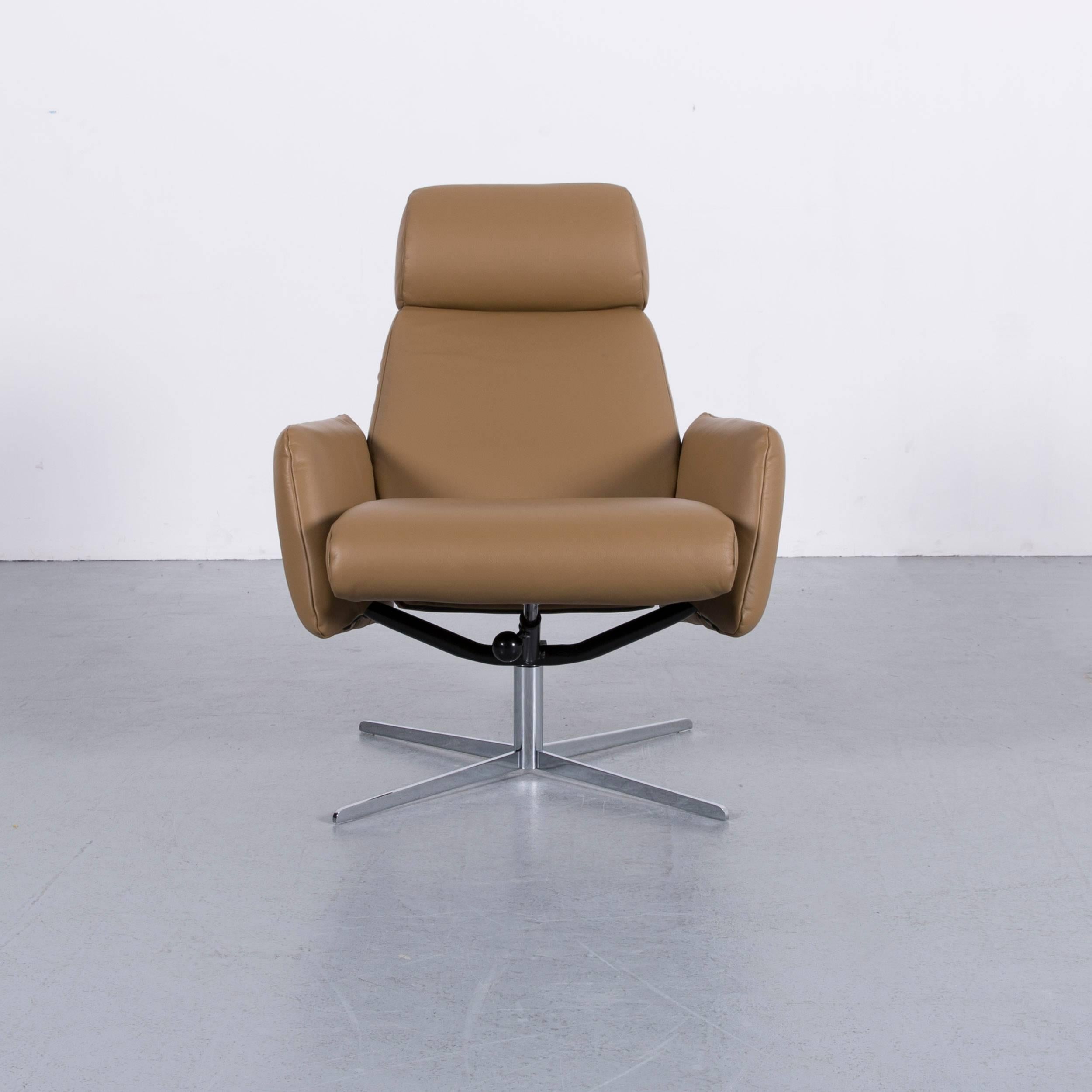 Contemporary Rolf Benz Freistil 177 Leather Armchair Beige Brown One-Seat