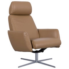 Rolf Benz Freistil 177 Leather Armchair Beige Brown One-Seat