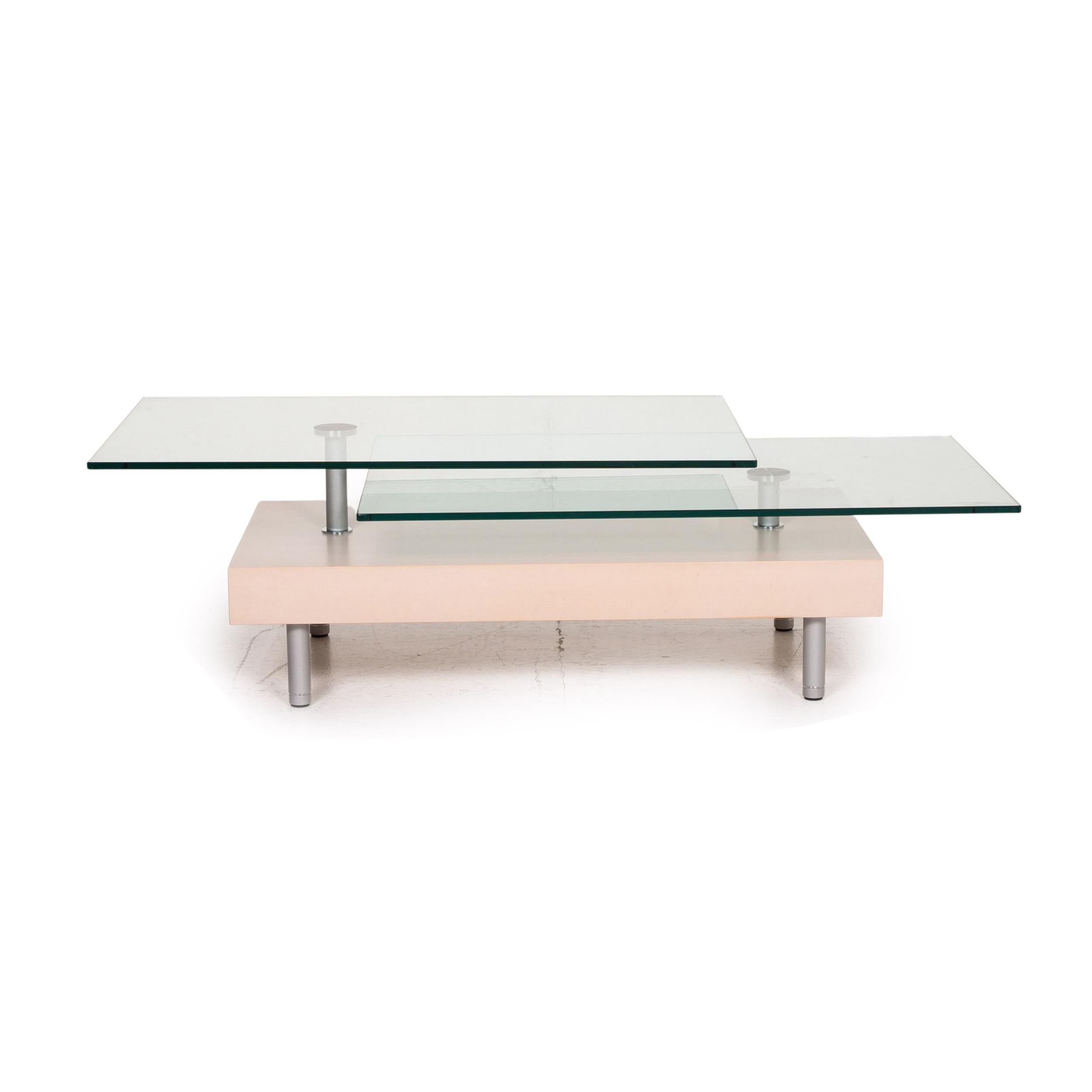 Contemporary Rolf Benz Glass Coffee Table Beige Function