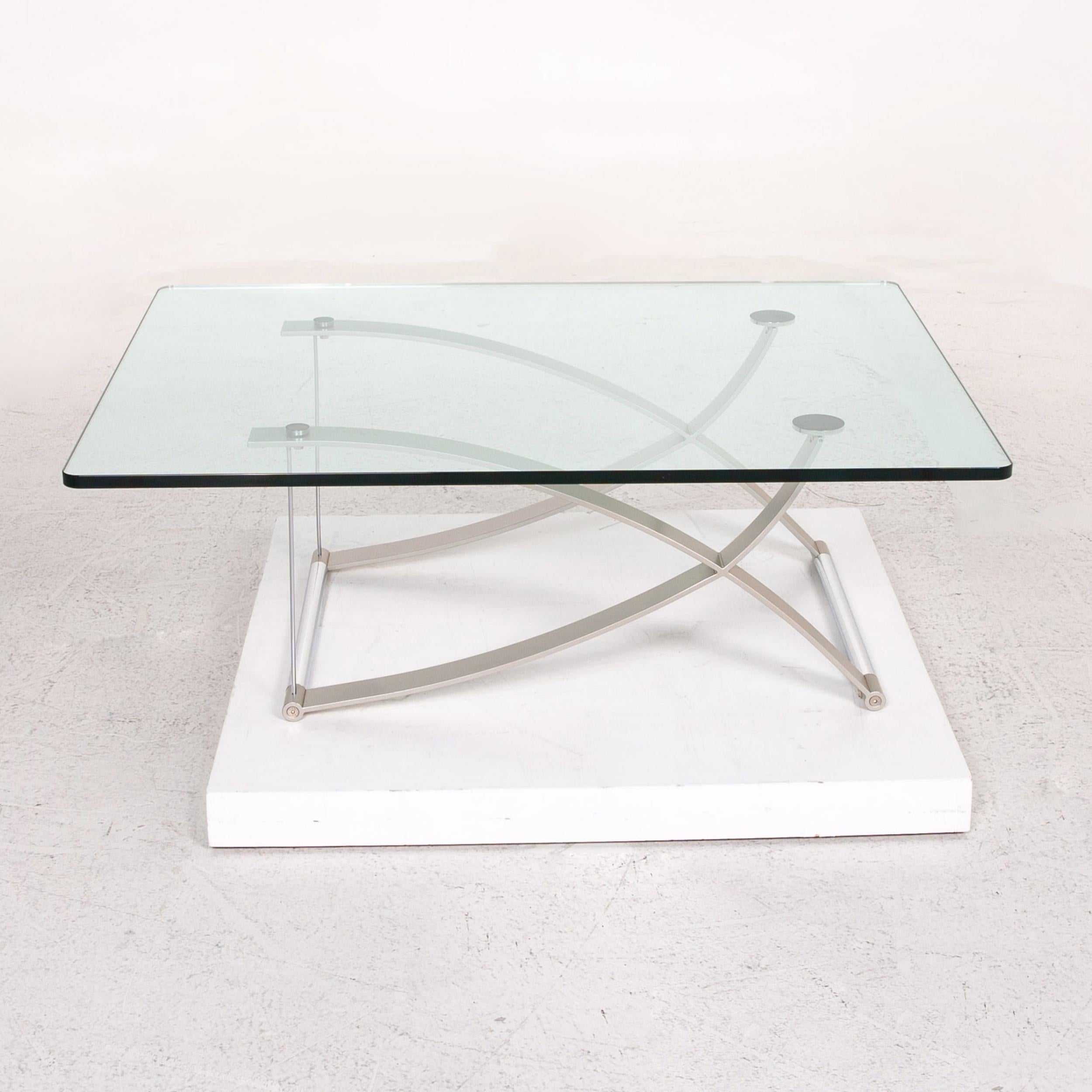 Contemporary Rolf Benz Glass Coffee Table Metal Table