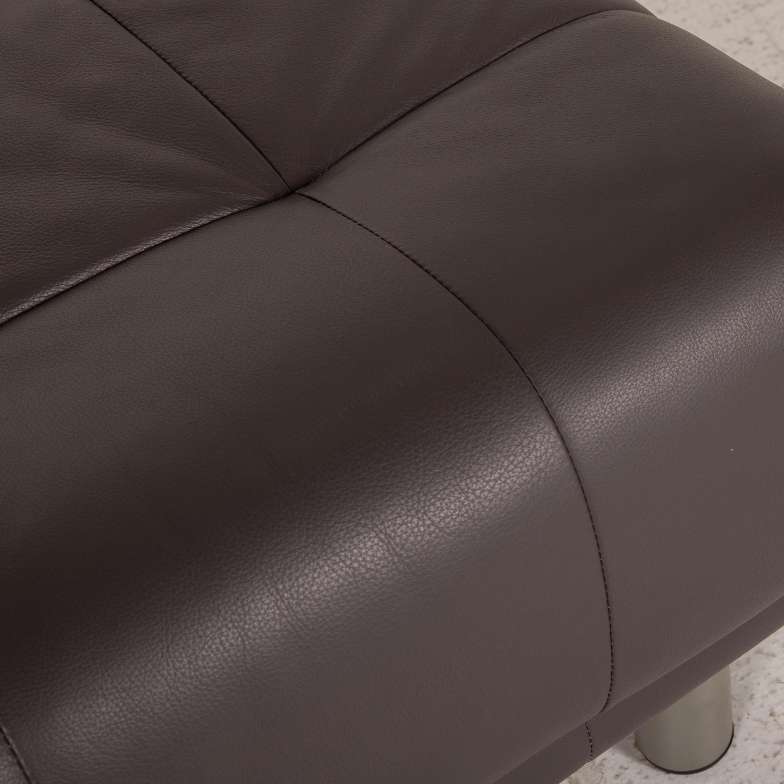 Modern Rolf Benz Gray Leather Stool For Sale