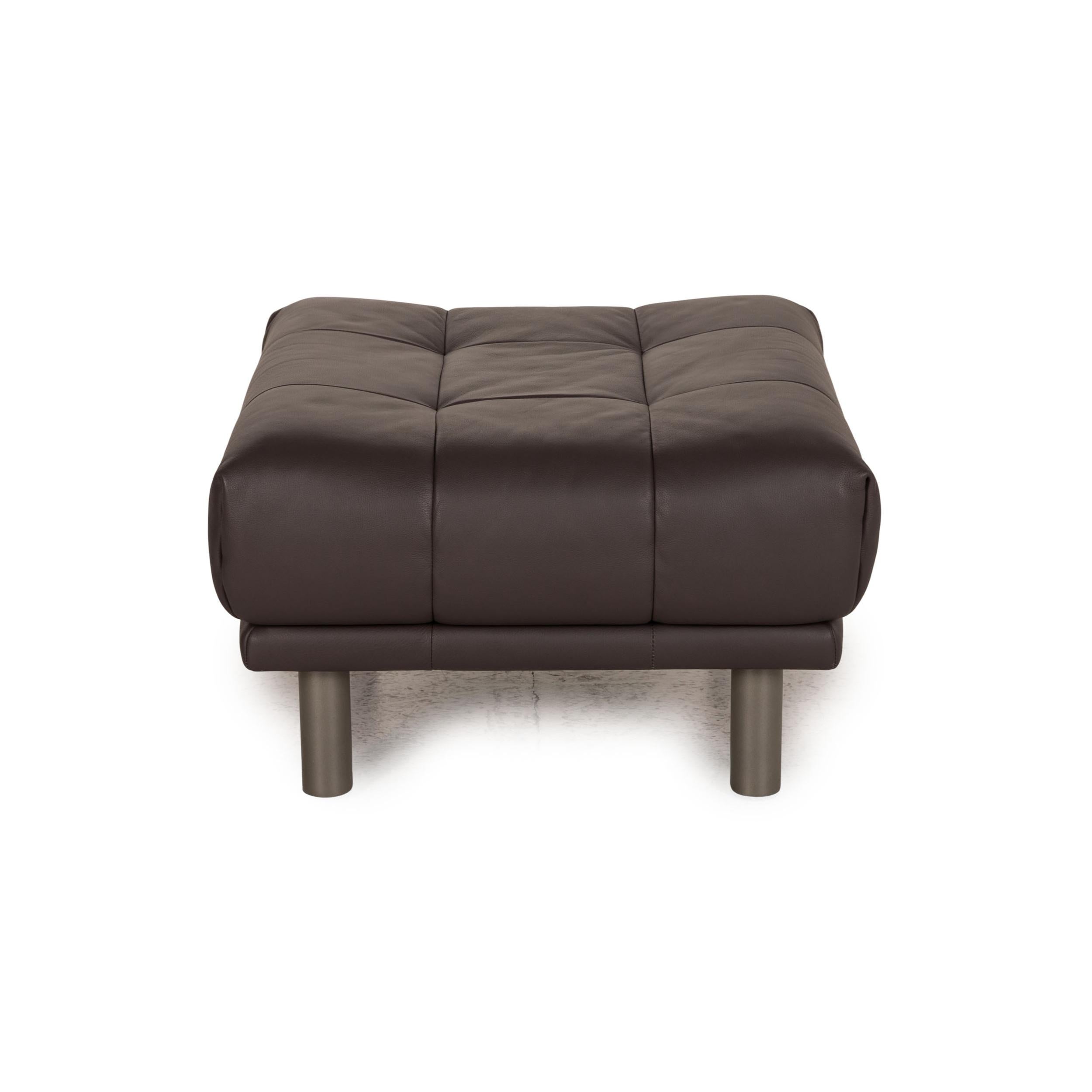 Contemporary Rolf Benz Gray Leather Stool For Sale
