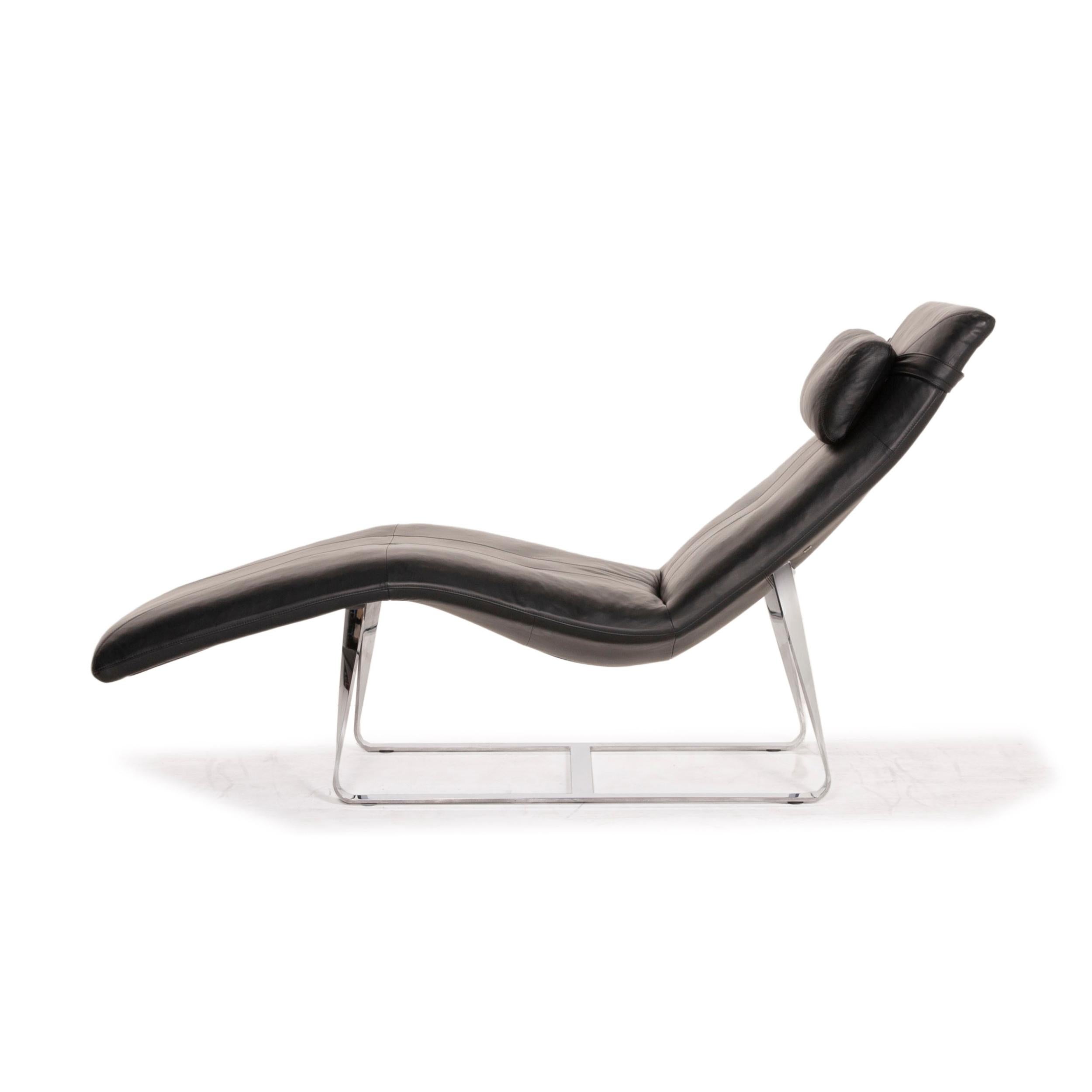 Rolf Benz LC 360 Leather Lounger Black 4