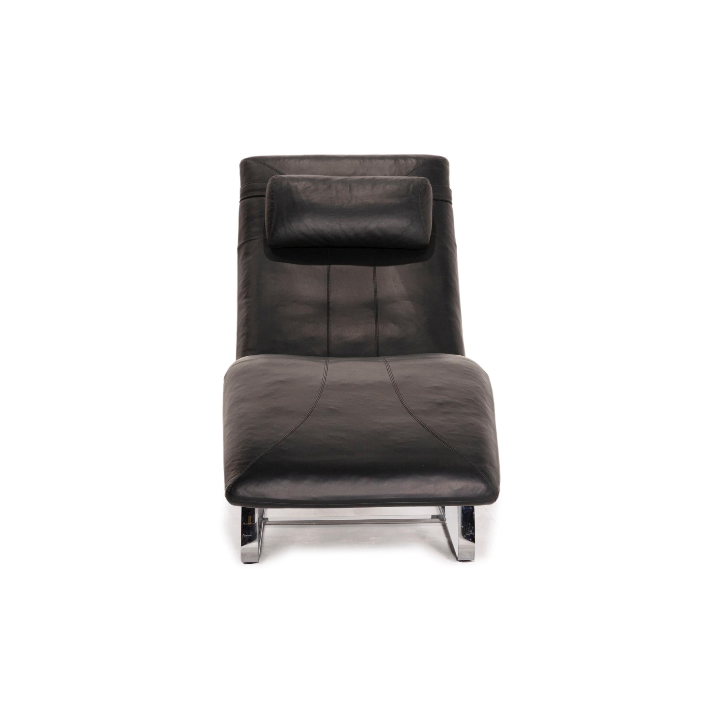 Contemporary Rolf Benz LC 360 Leather Lounger Black