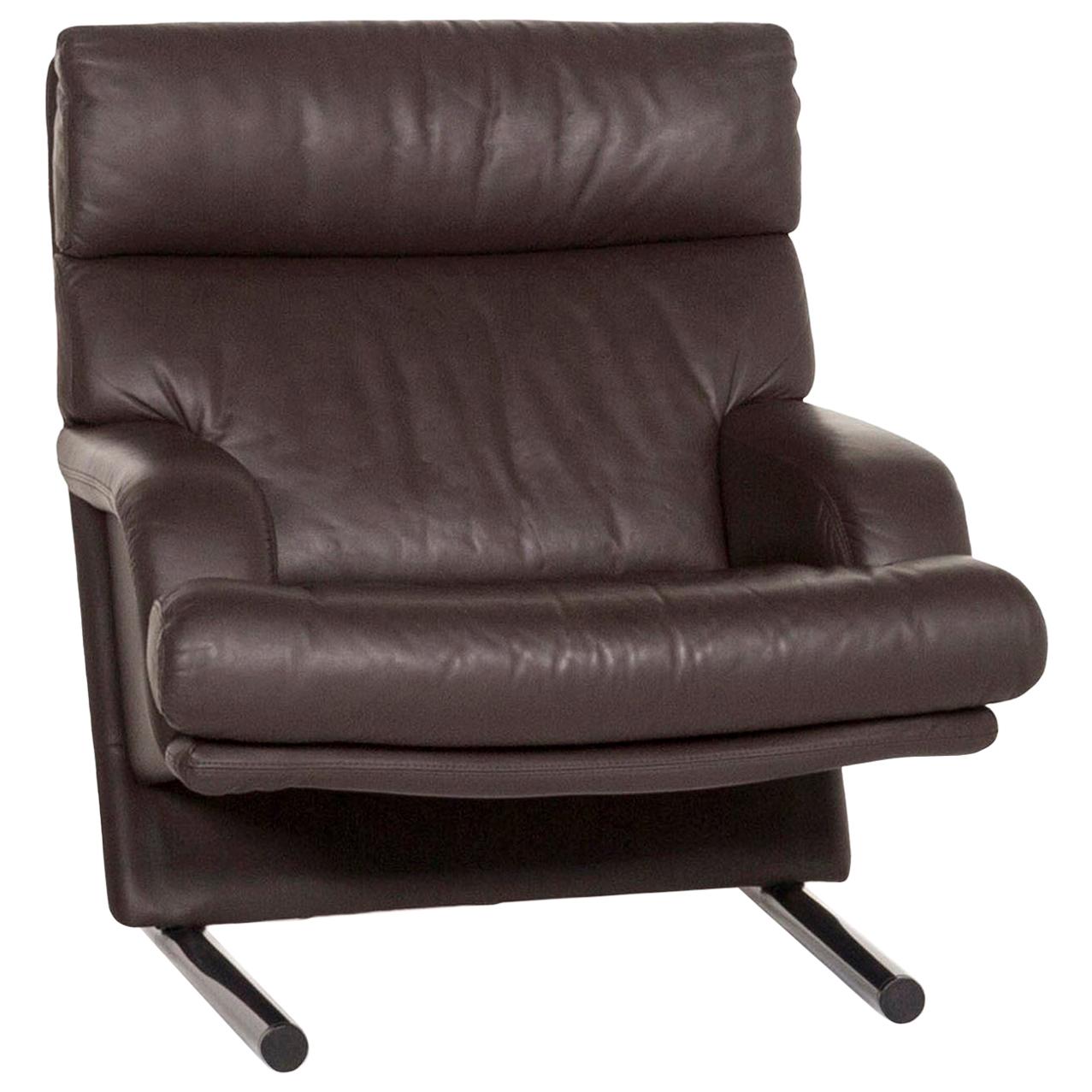 Rolf Benz Leather Armchair Brown Dark Brown Club Armchair For Sale