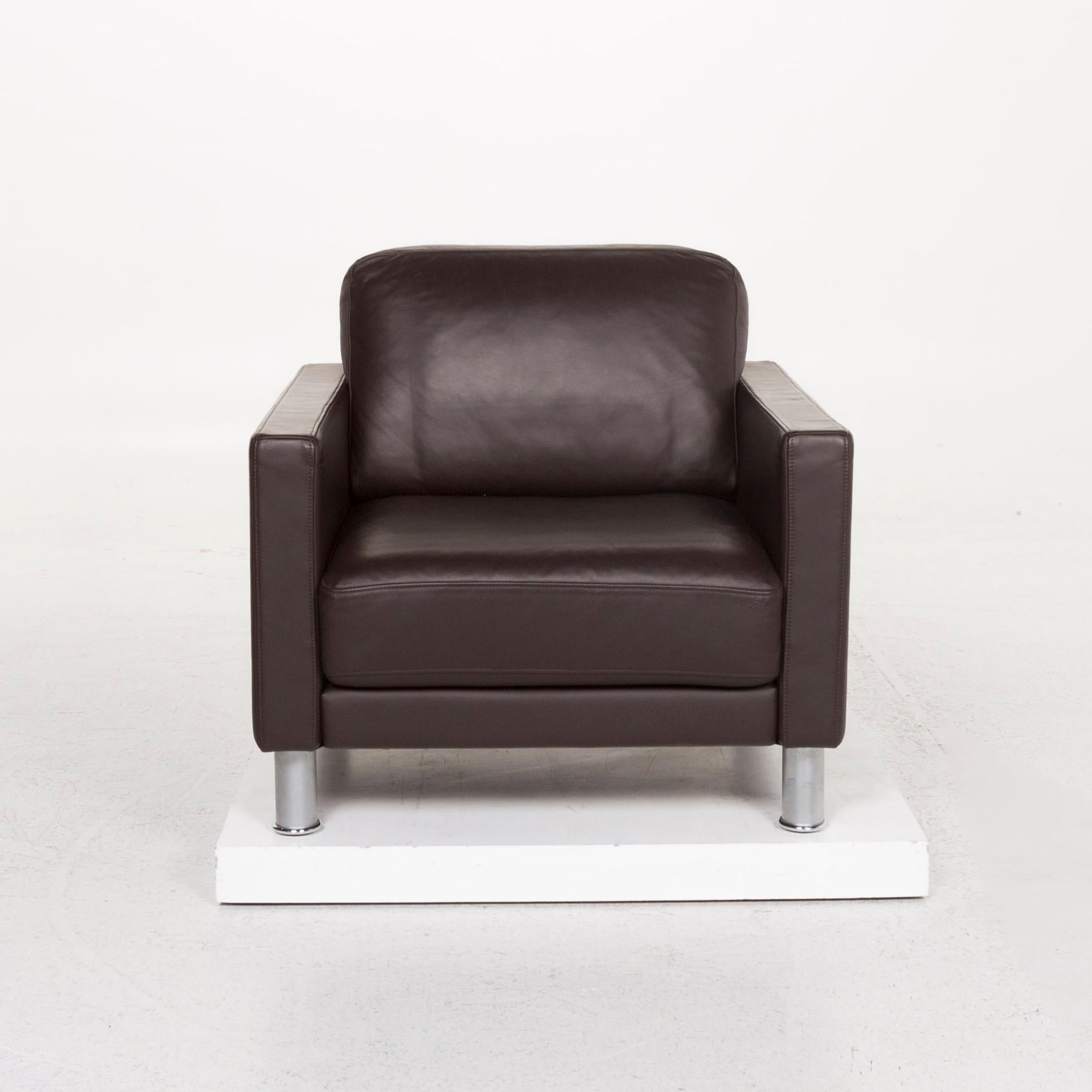 Rolf Benz Leather Armchair Brown Dark Brown For Sale 1