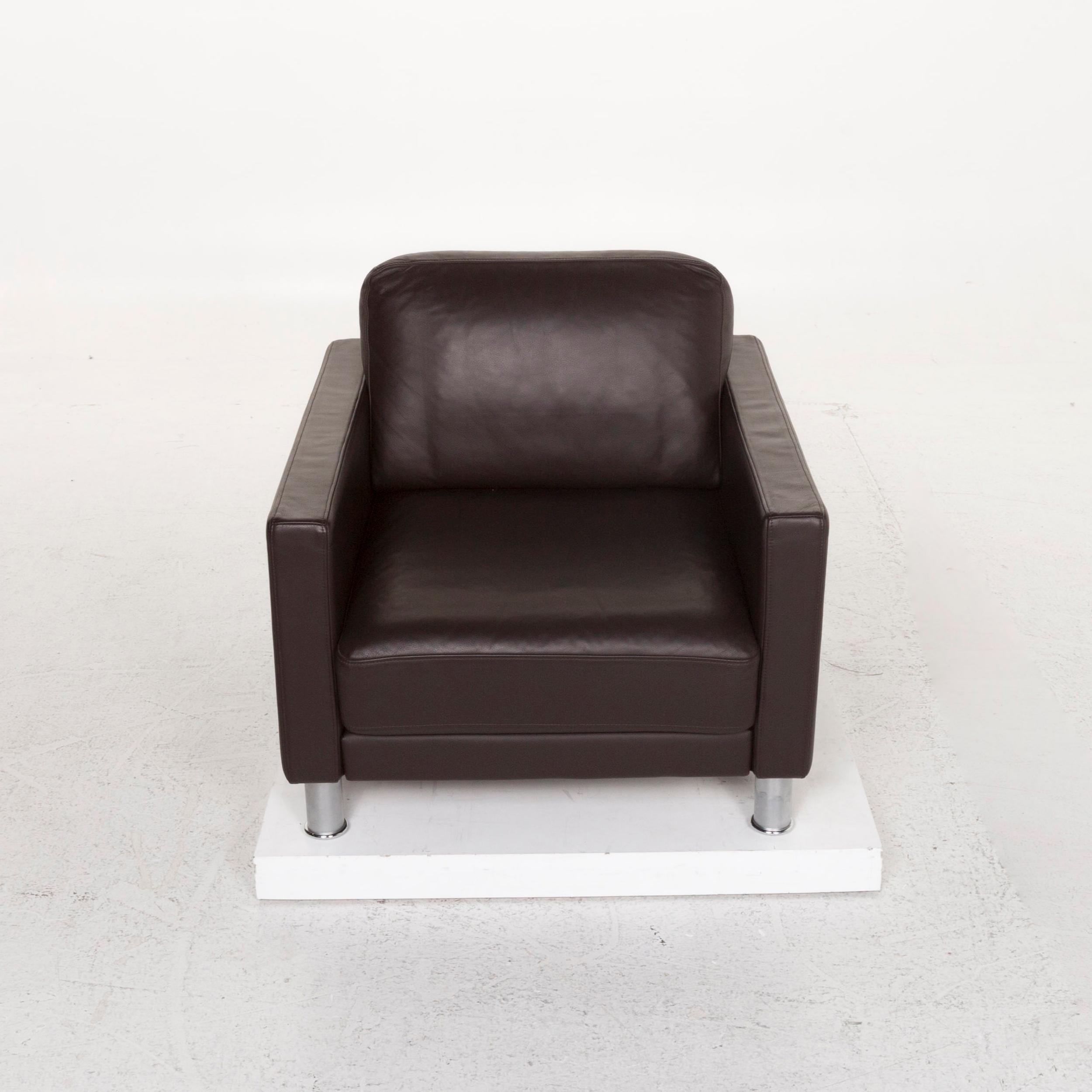 Rolf Benz Leather Armchair Brown Dark Brown For Sale 2