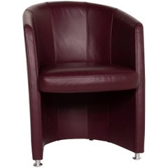 Rolf Benz Leather Armchair, Dark Red Armchair, Wine Red