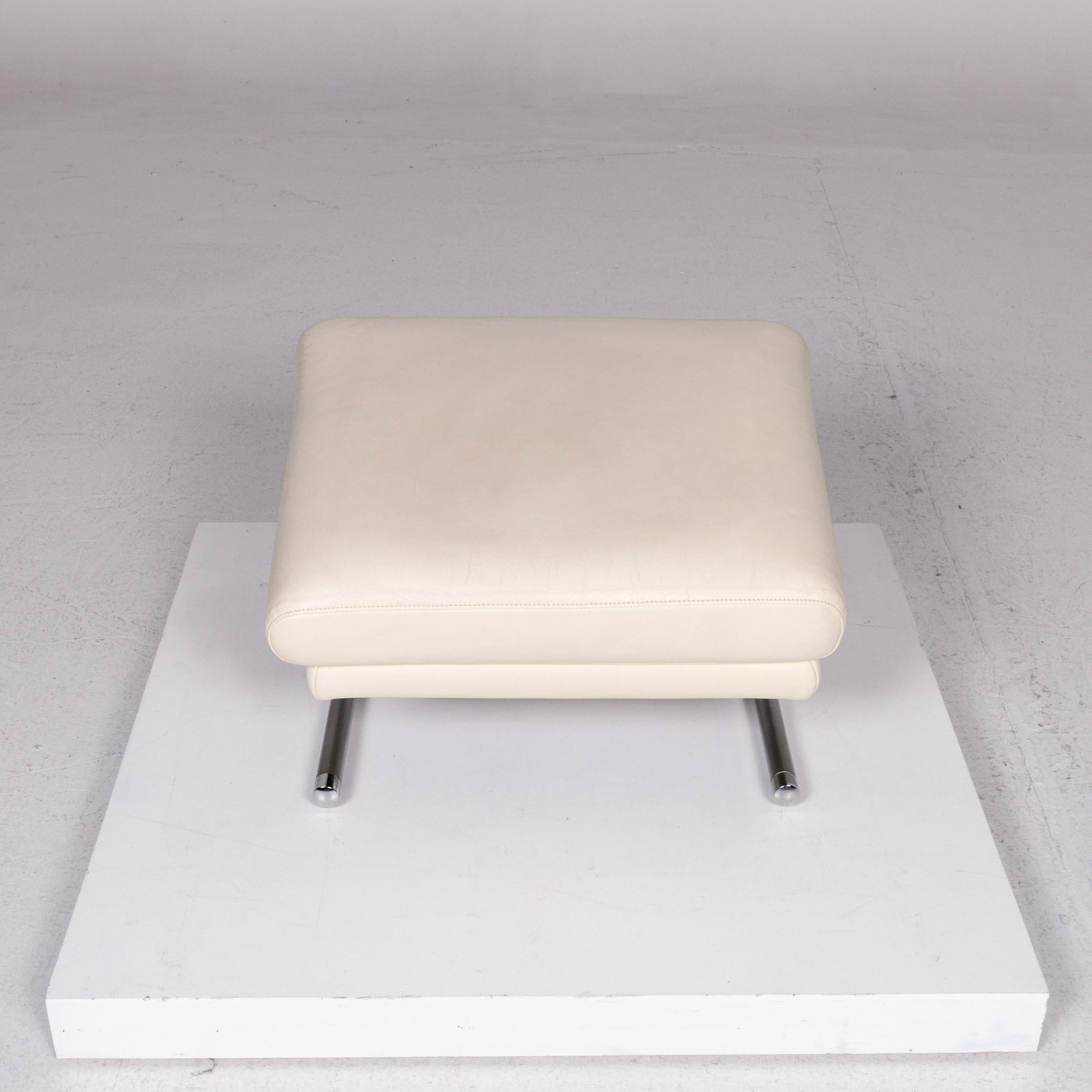 Rolf Benz Leather Armchair Incl. Stool Cream For Sale 6