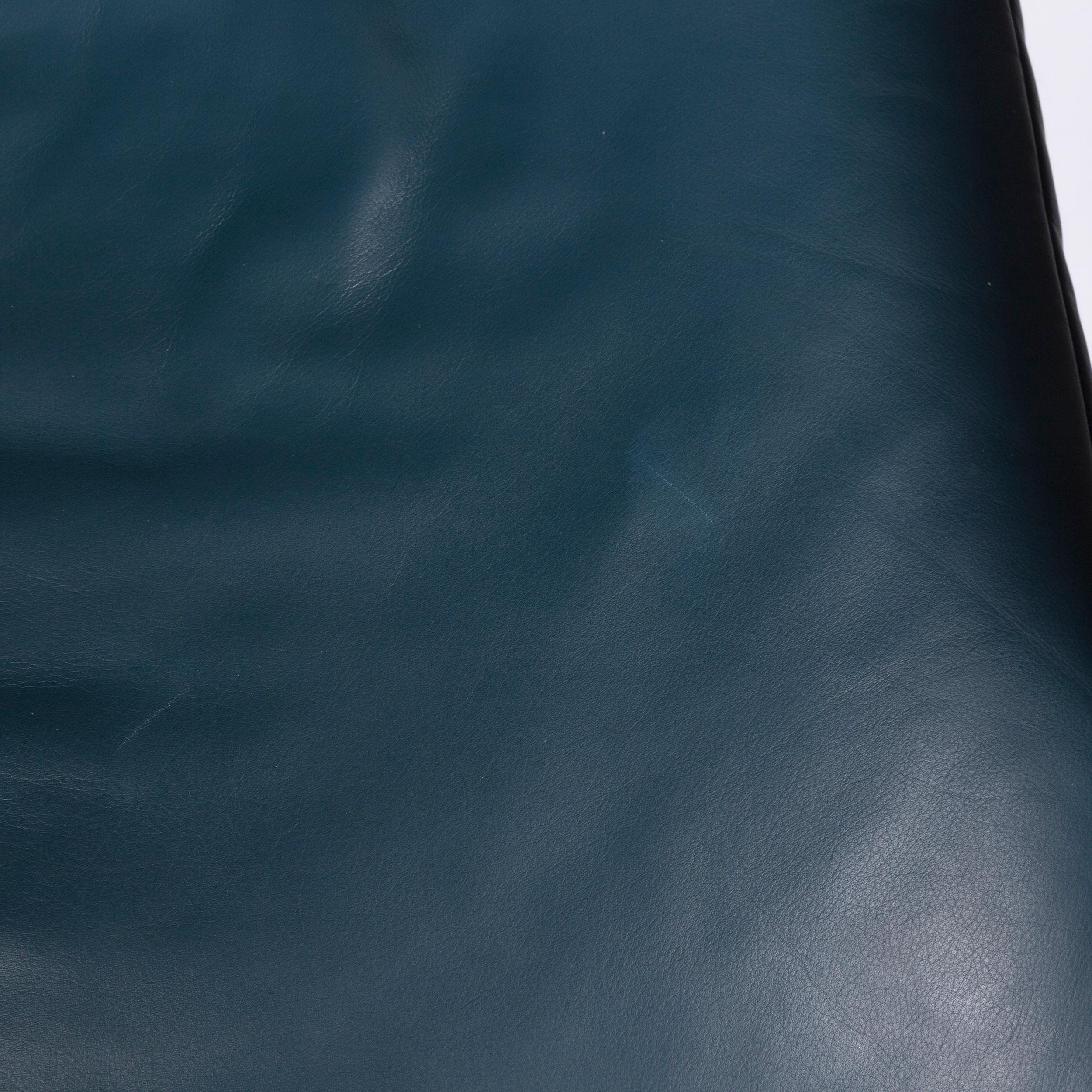 Contemporary Rolf Benz Leather Armchair Petrol Blue
