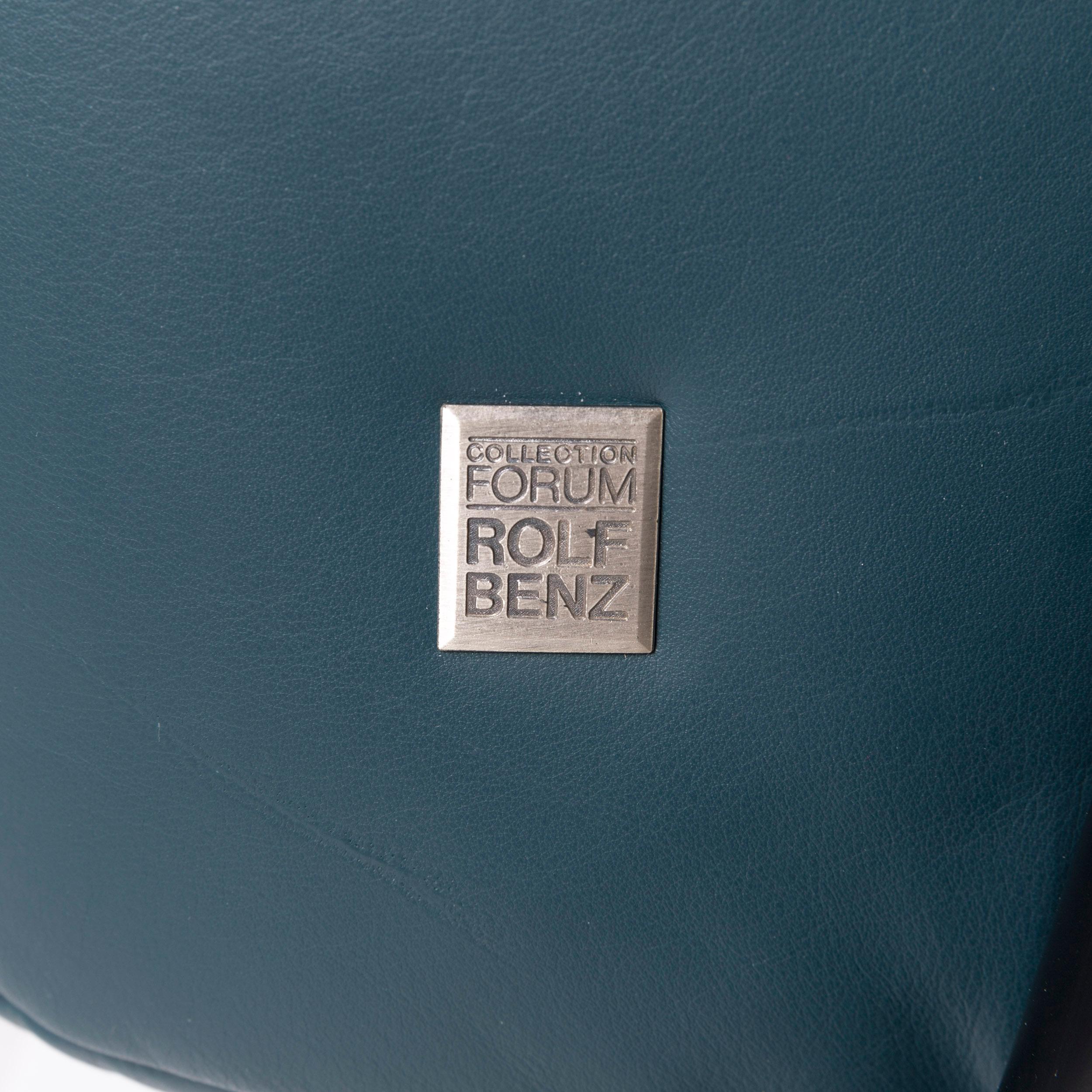Rolf Benz Leather Armchair Petrol Blue 1