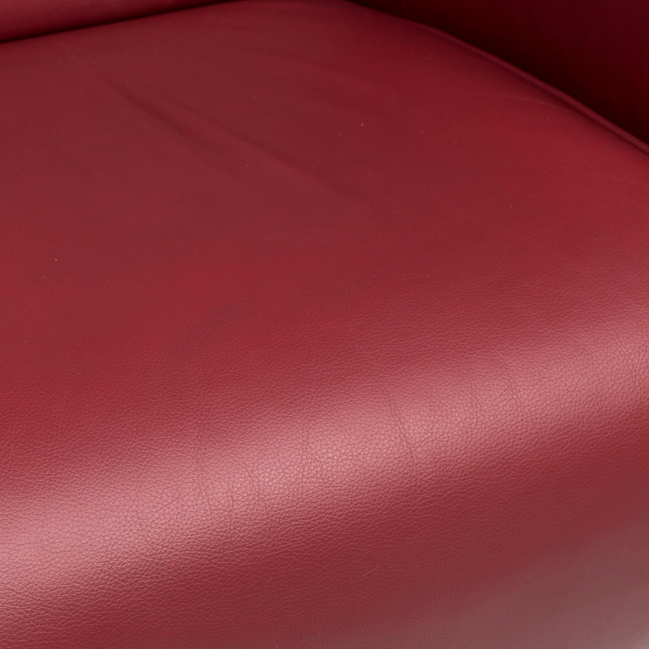 Modern Rolf Benz Leather Armchair Red For Sale