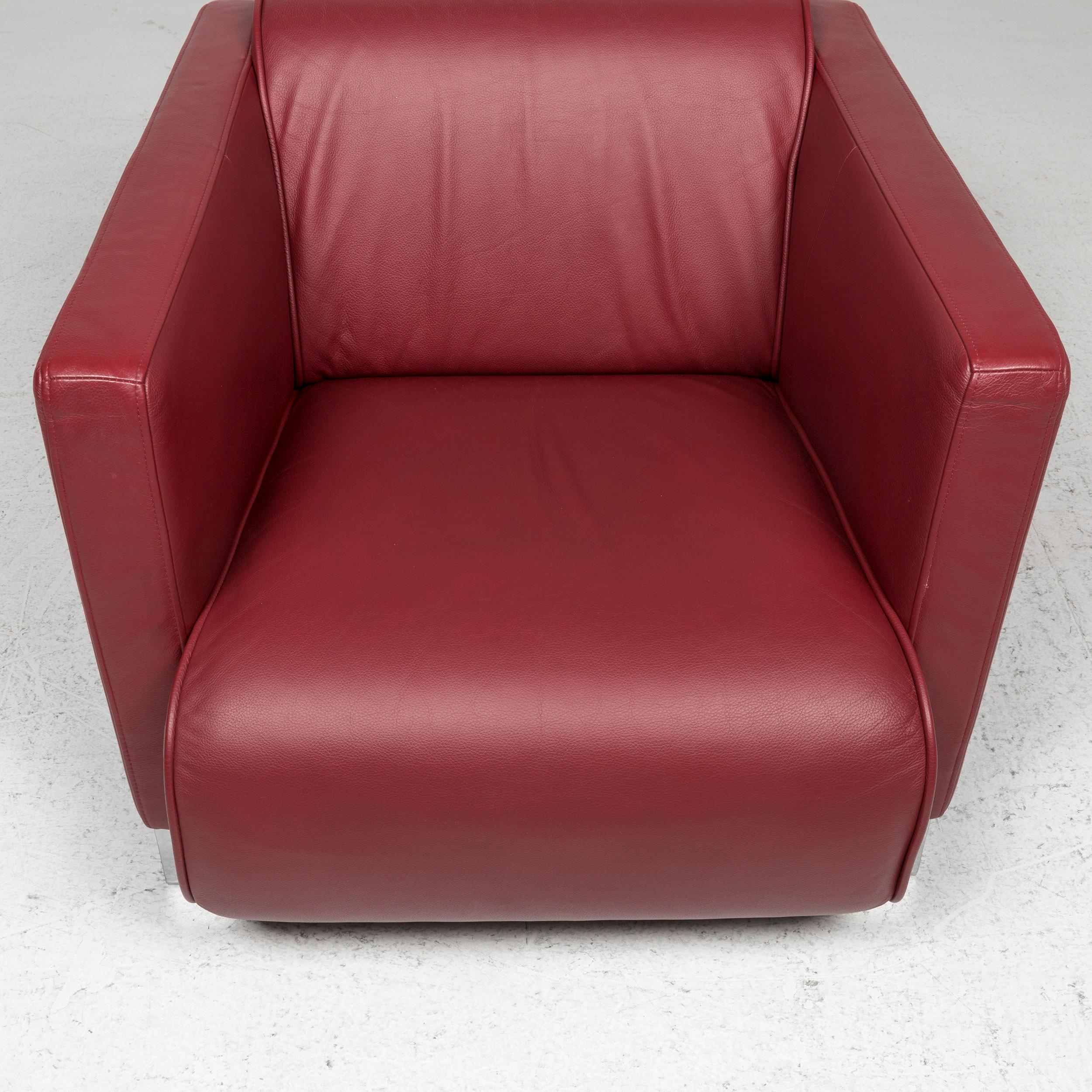 German Rolf Benz Leather Armchair Red For Sale