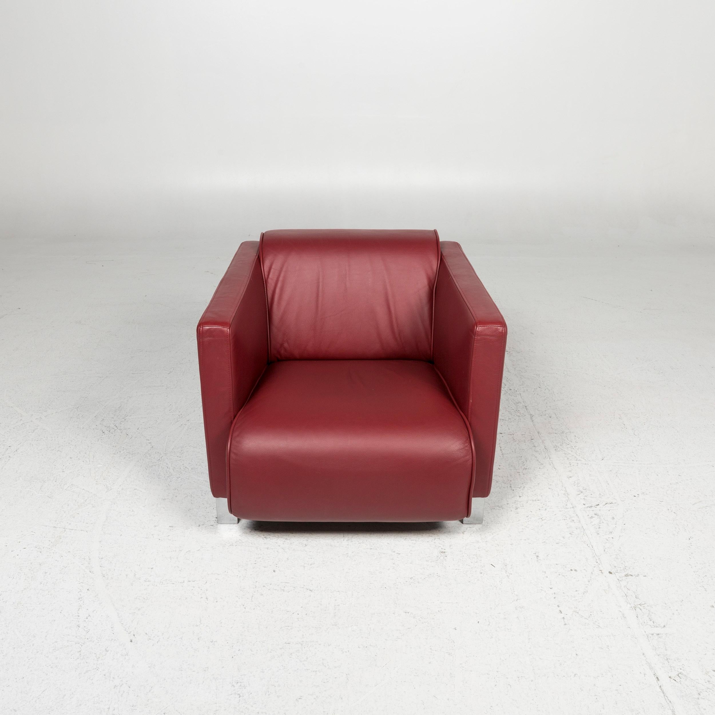 Rolf Benz Leather Armchair Red For Sale 1