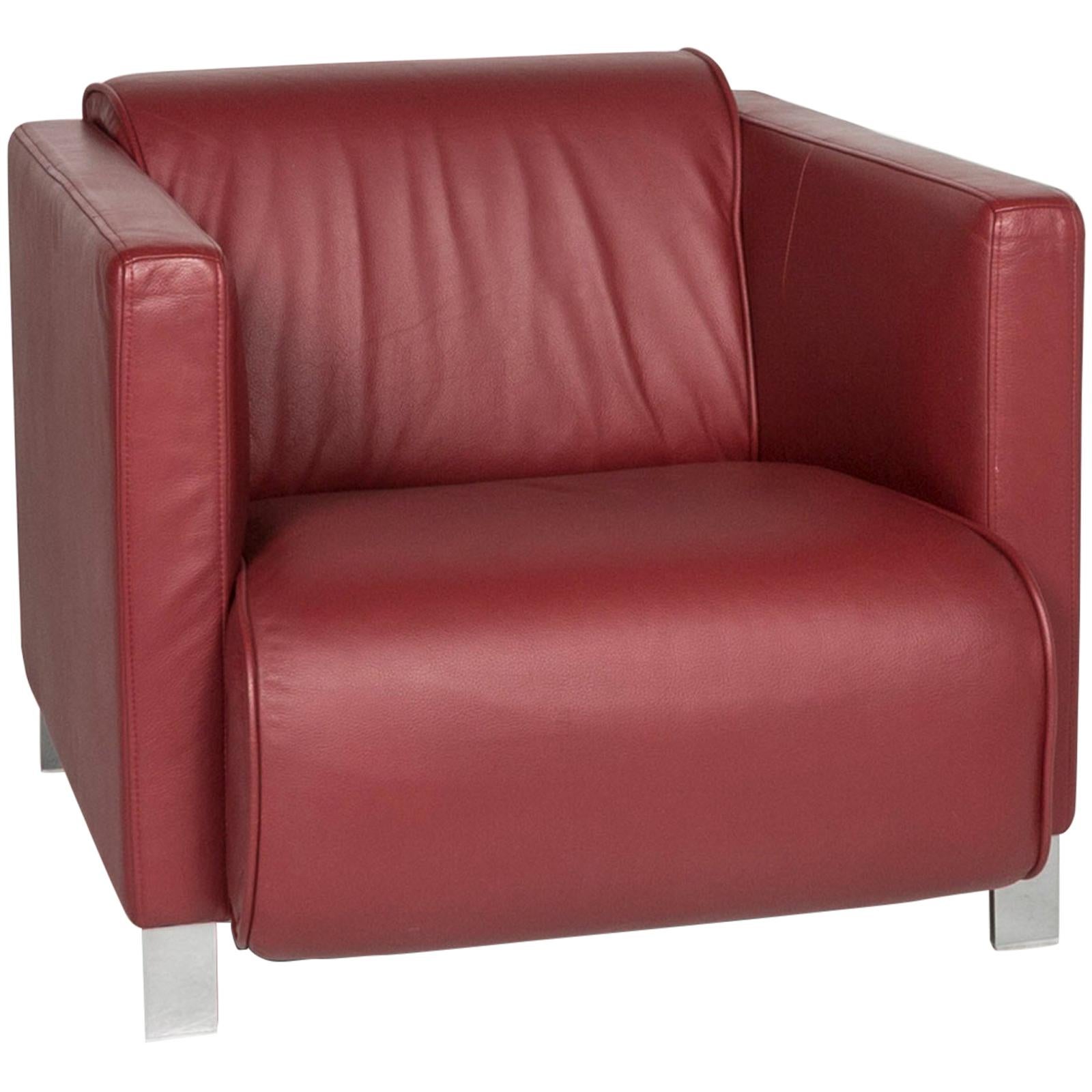 Rolf Benz Leather Armchair Red For Sale