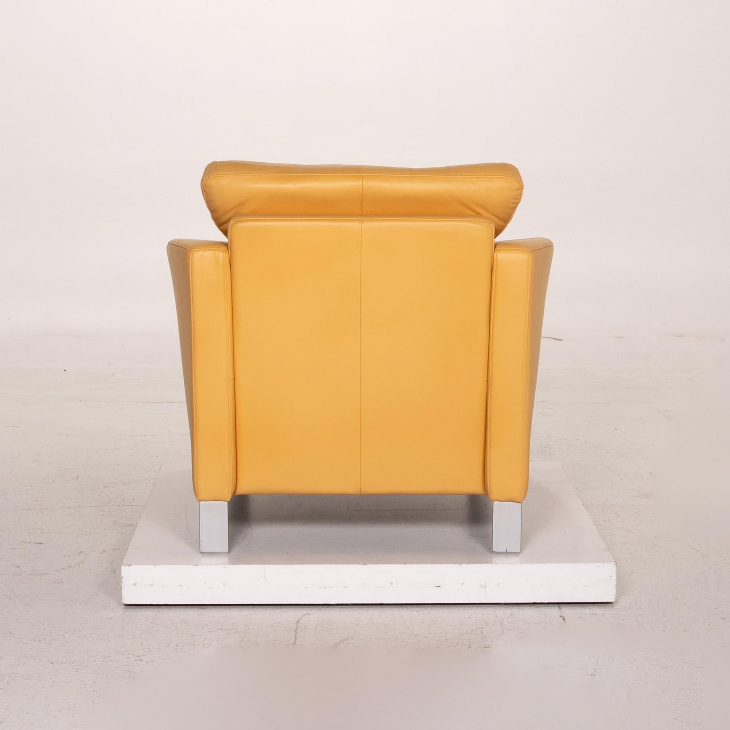 Rolf Benz Leather Armchair Yellow For Sale 4