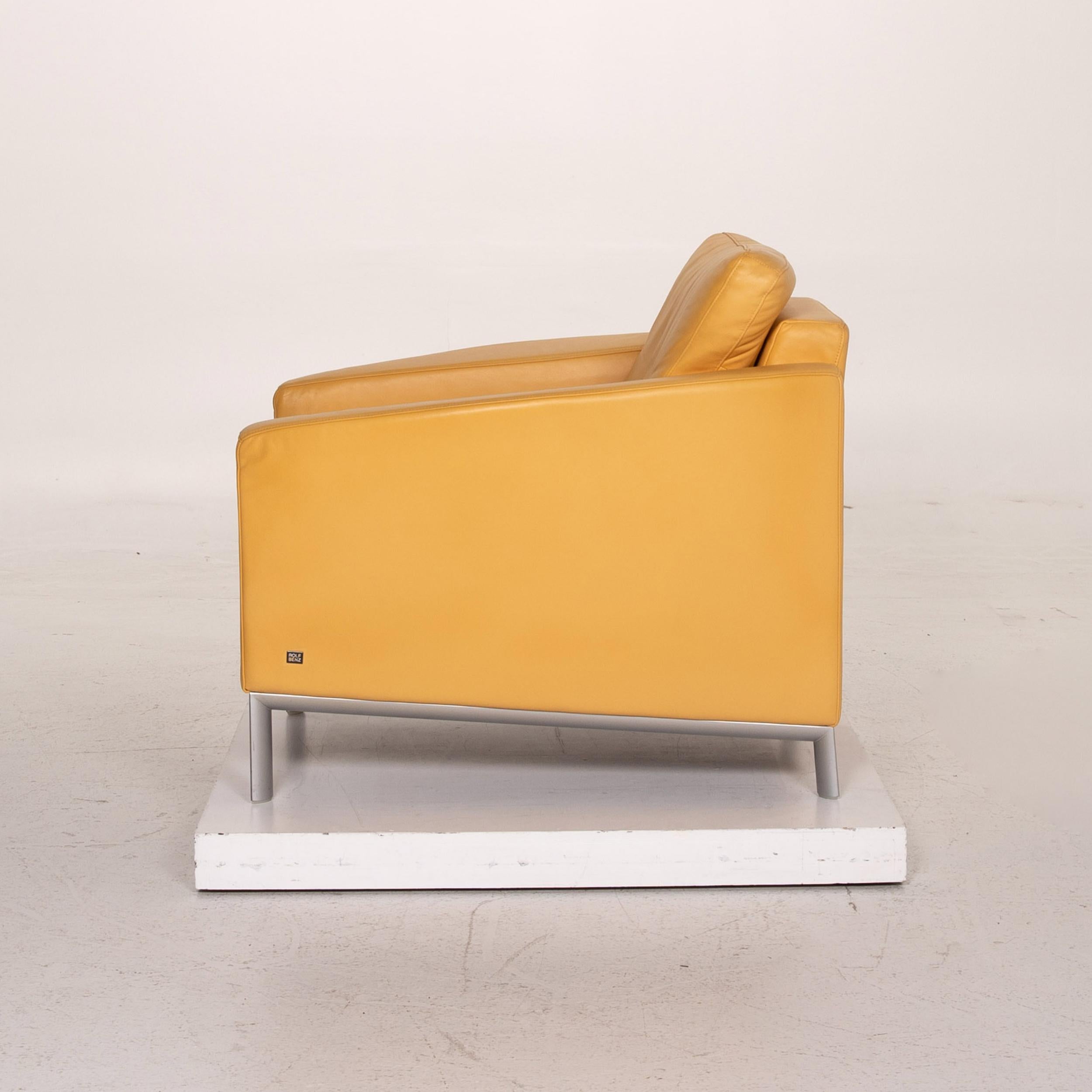 Rolf Benz Leather Armchair Yellow For Sale 5