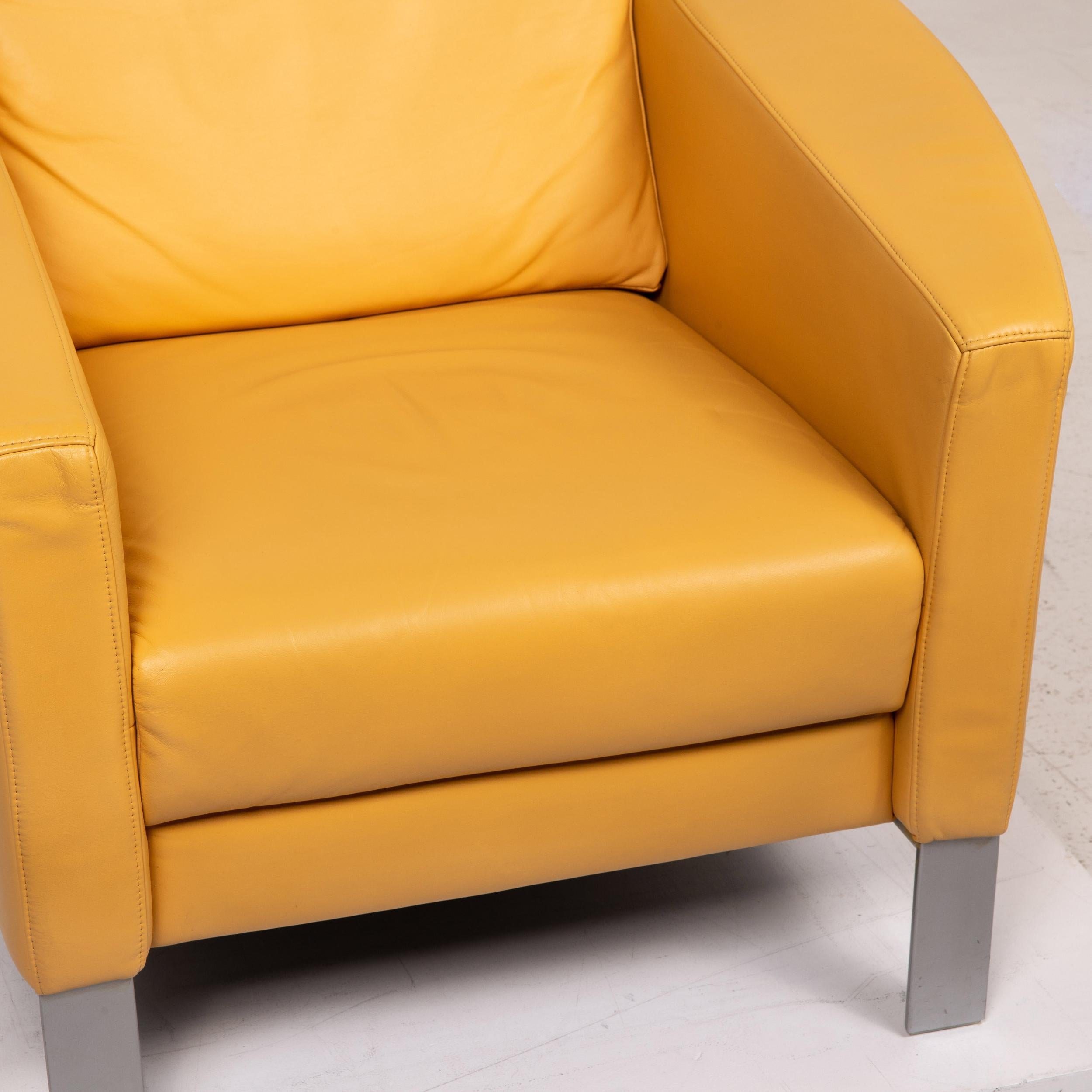Modern Rolf Benz Leather Armchair Yellow For Sale