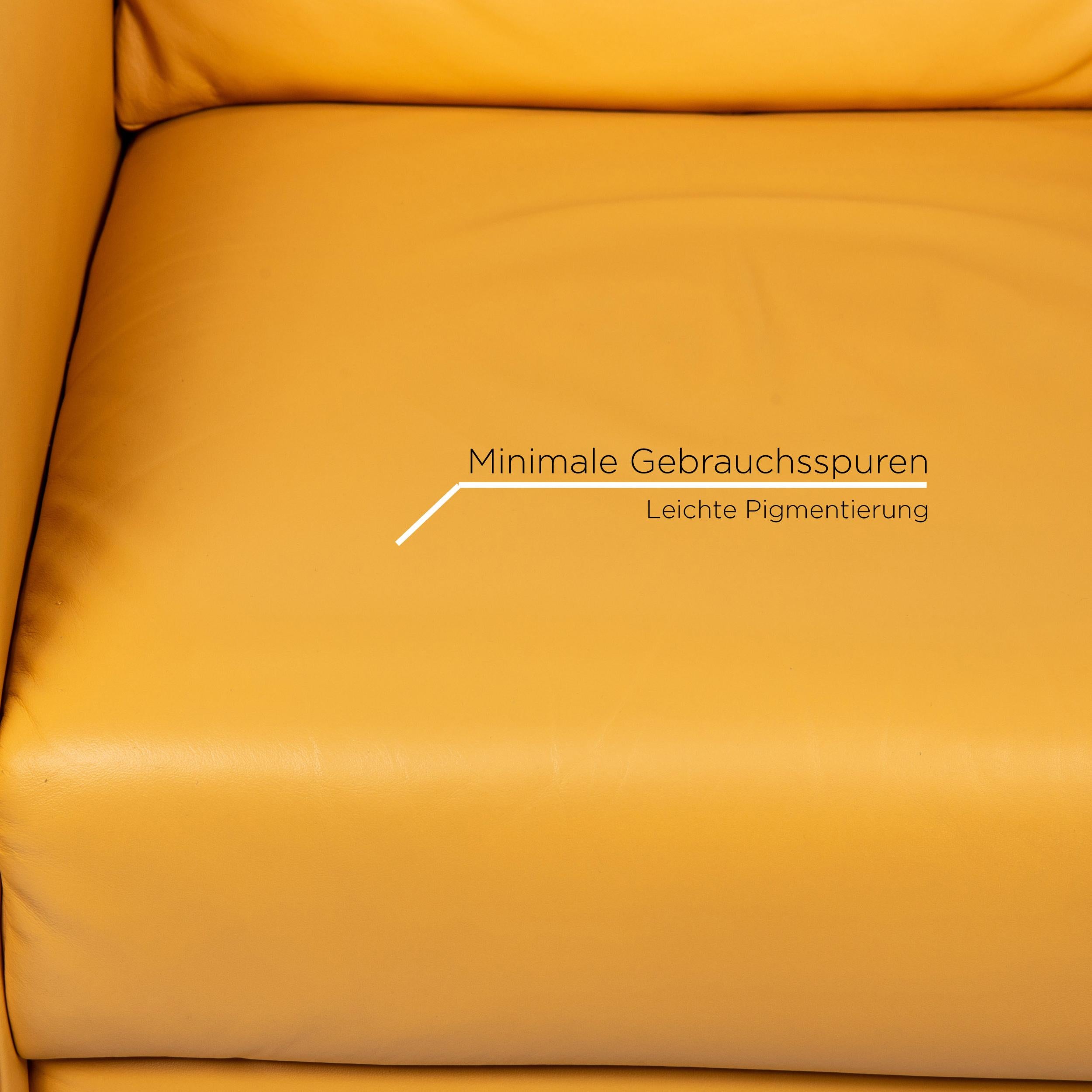 German Rolf Benz Leather Armchair Yellow For Sale